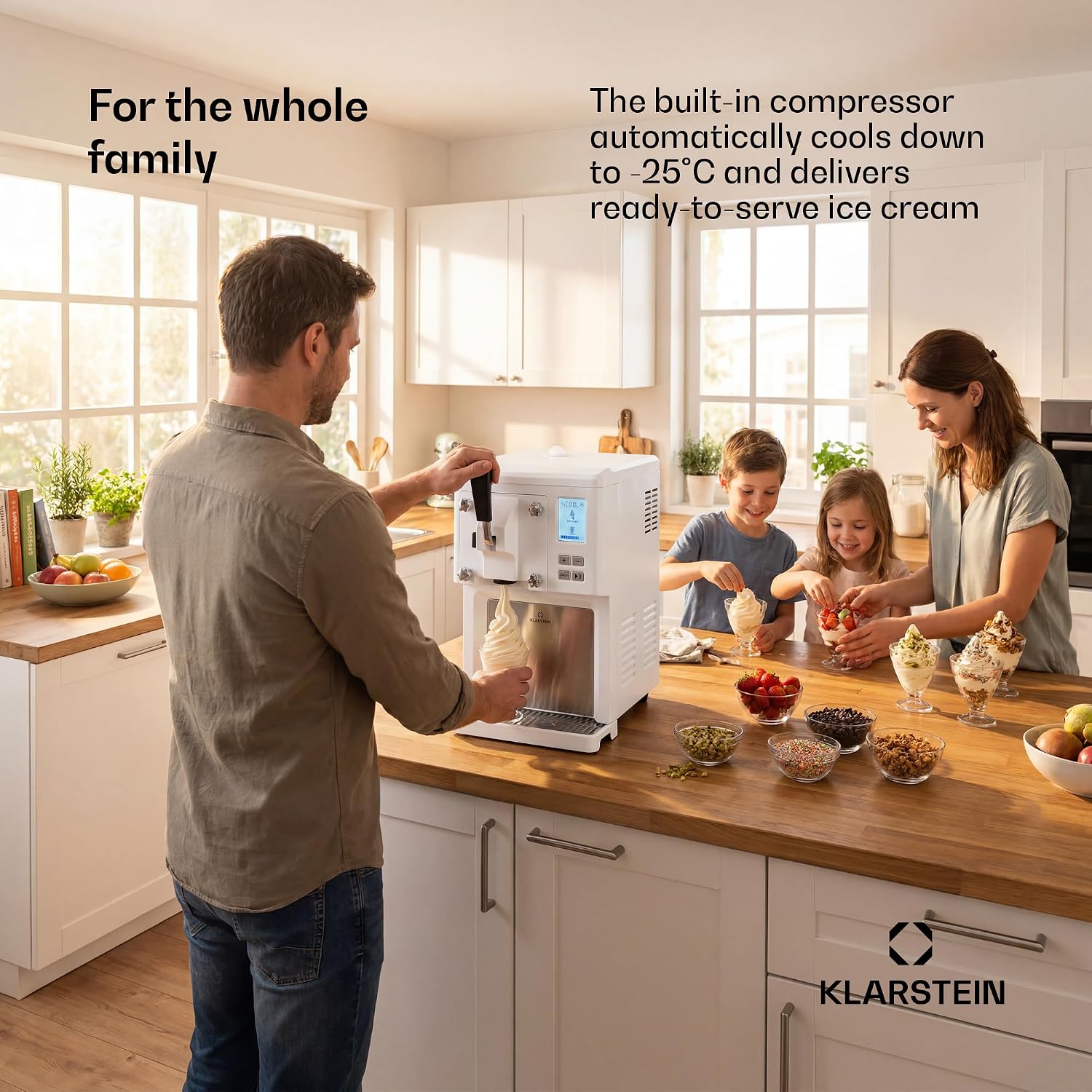 Detalle 2 de Klarstein Sweet Sundae Ice Cream Maker, 1.5 L, Compressor and Soft-Serve Dispenser