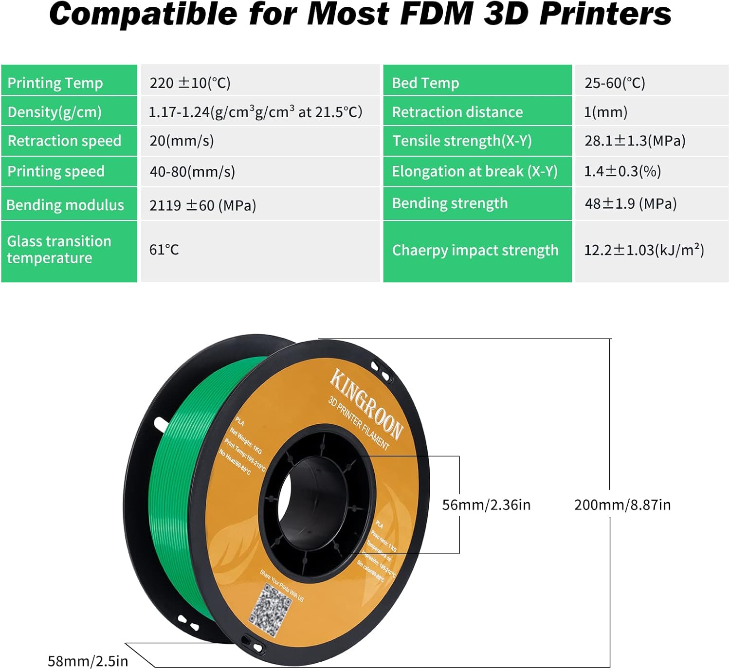 Detalle de Kingroon PLA Filament Bundle 1.75mm (10KG) – Multicolour PLA for 3D Printers