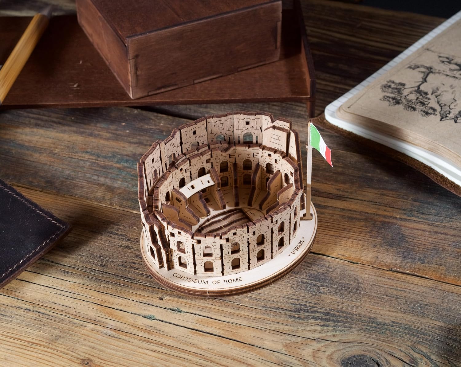 Thumbnail 3 de UGEA RS Colosseo di Roma Puzzle 3D in legno per adulti – kit di modellismo da costruire