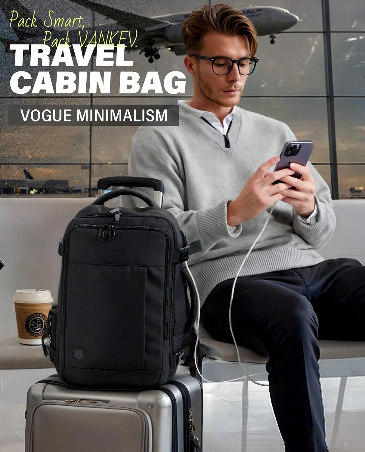 Detalle 2 de VANKEV Ryanair Cabin Bag 40x20x25 20L travel backpack