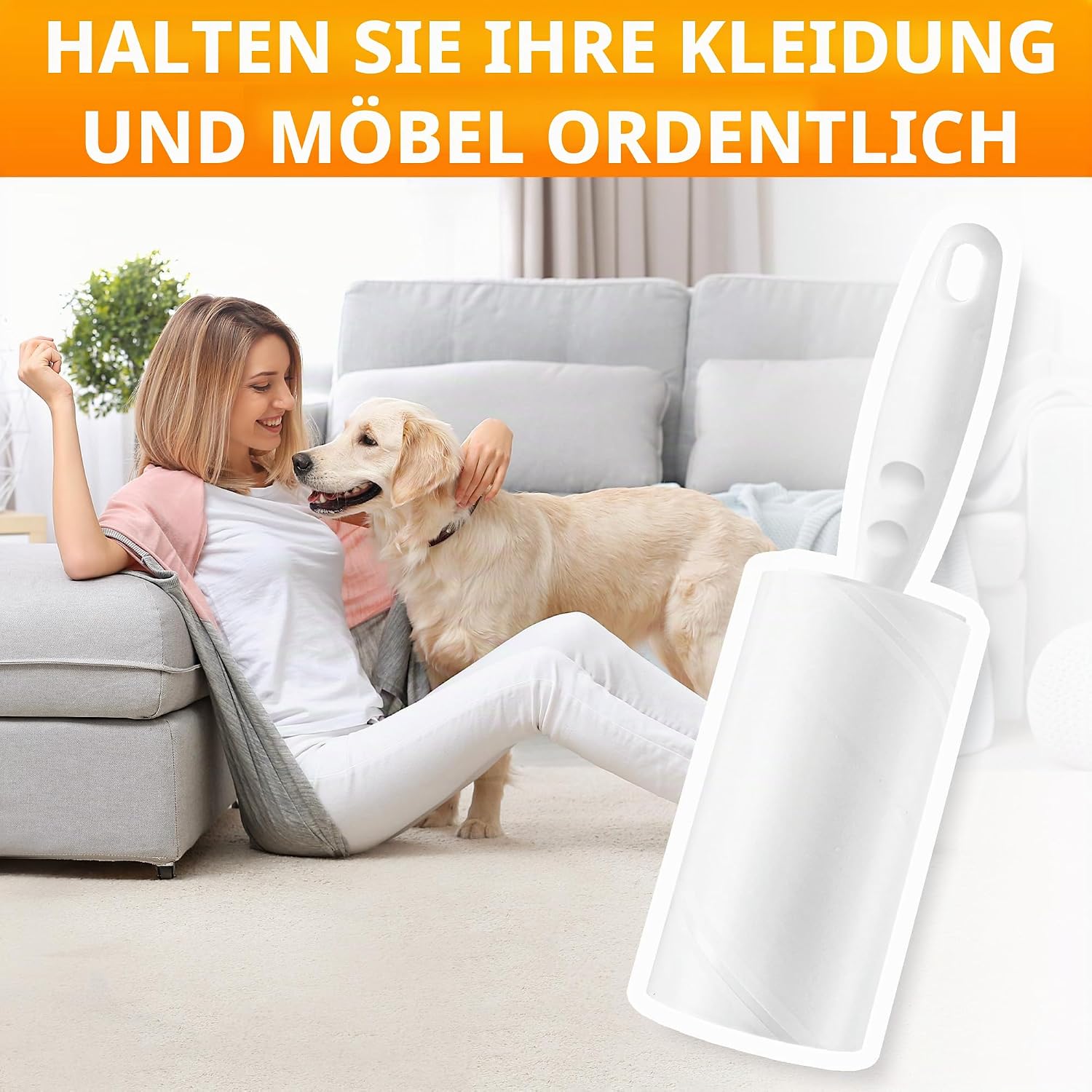 Thumbnail 6 de Fusselrolle: Lint Roller Set mit 2 Abrollern und 2 Staubschutzhüllen – 60 Blatt pro Rolle, extra klebrige Haare entfernen von Kleidung, Sofa, Katzen- und Hundehaaren
