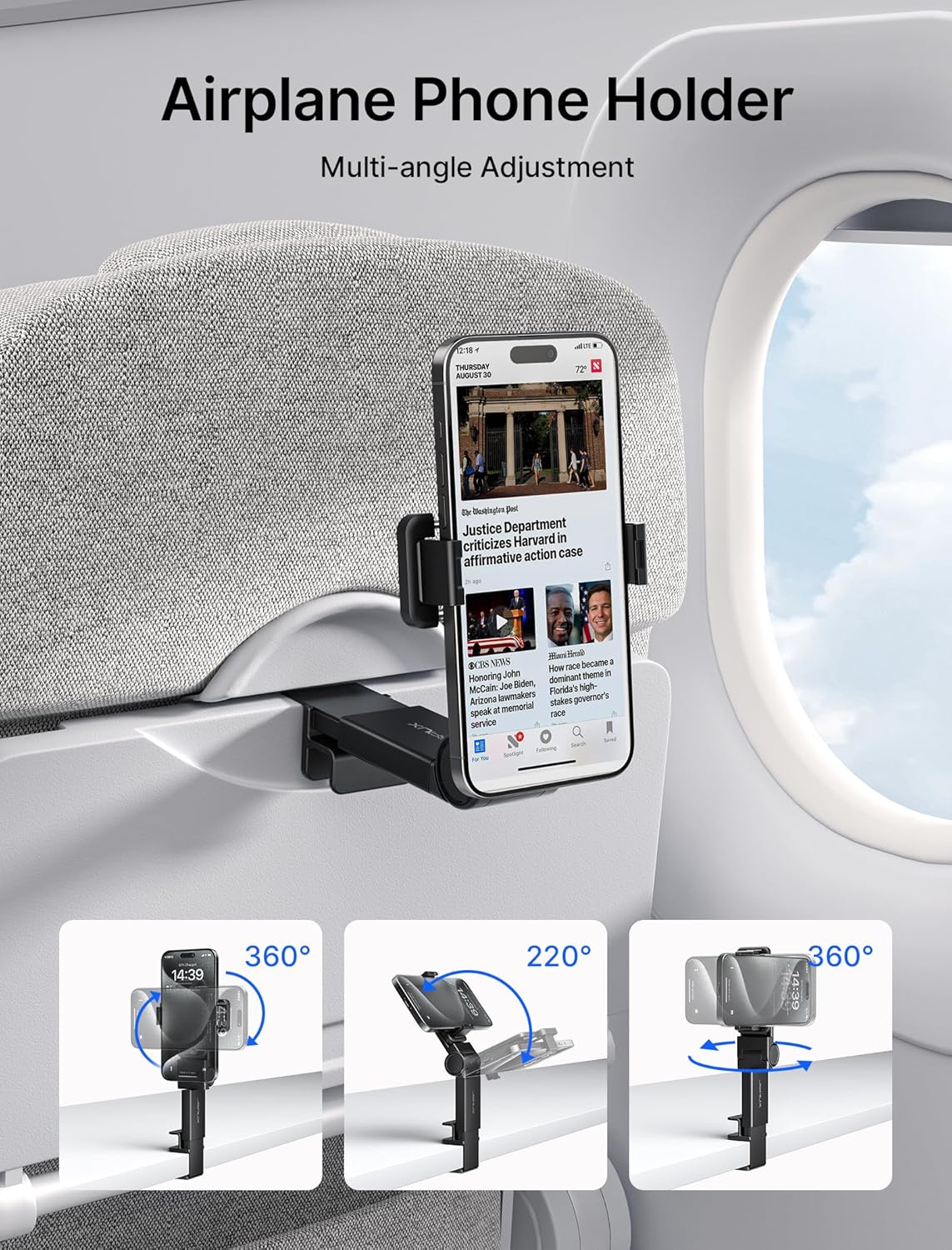 Thumbnail 1 de JSAUX Airplane Travel Essentials 360° phone holder