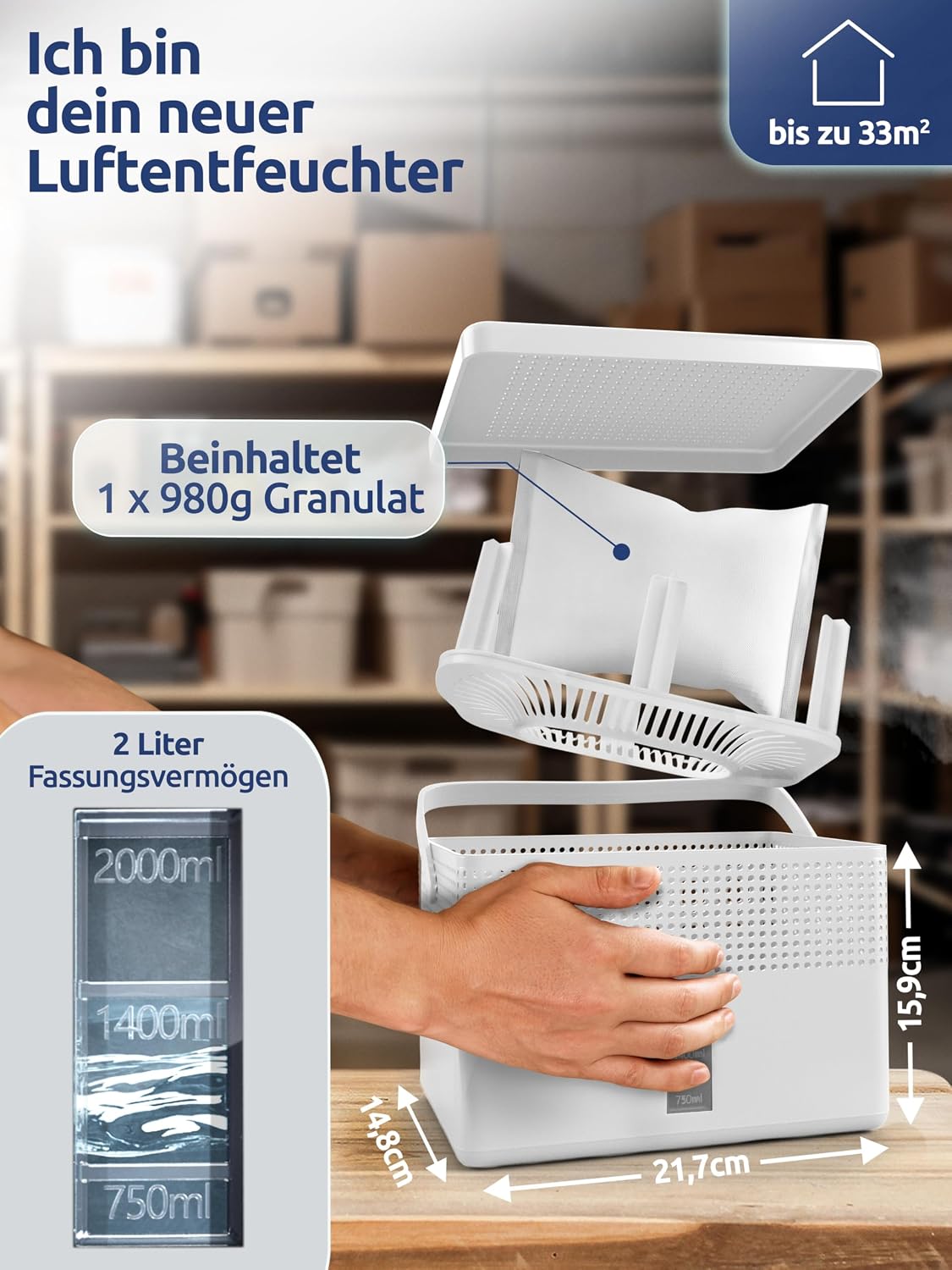 Detalle 2 de BonAura AirOne Max 2er Set 980 g Granulat