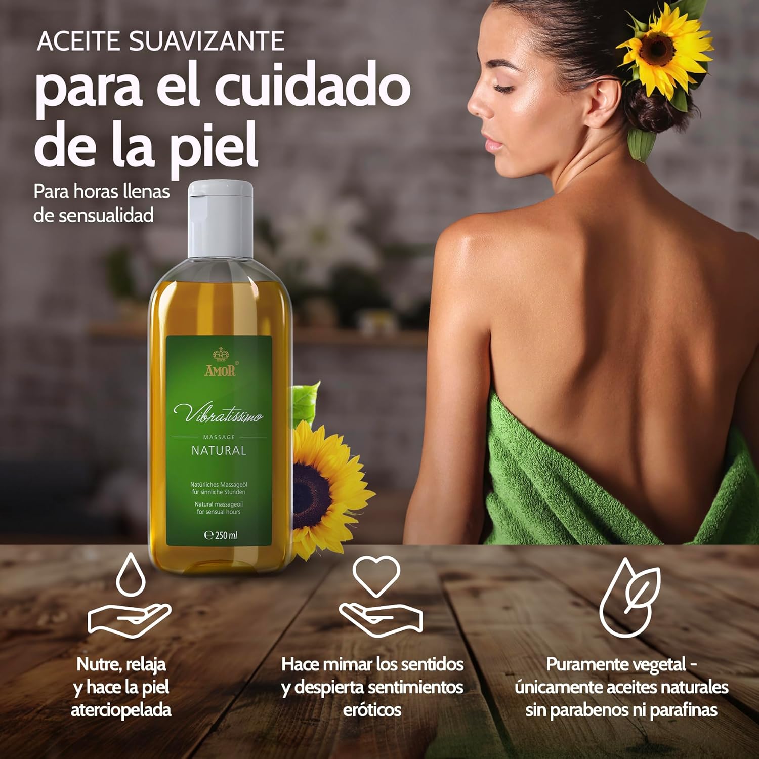 Detalle de Vibratissimo "Natural" - Aceite de Masaje Afrodisíaco y Erótico