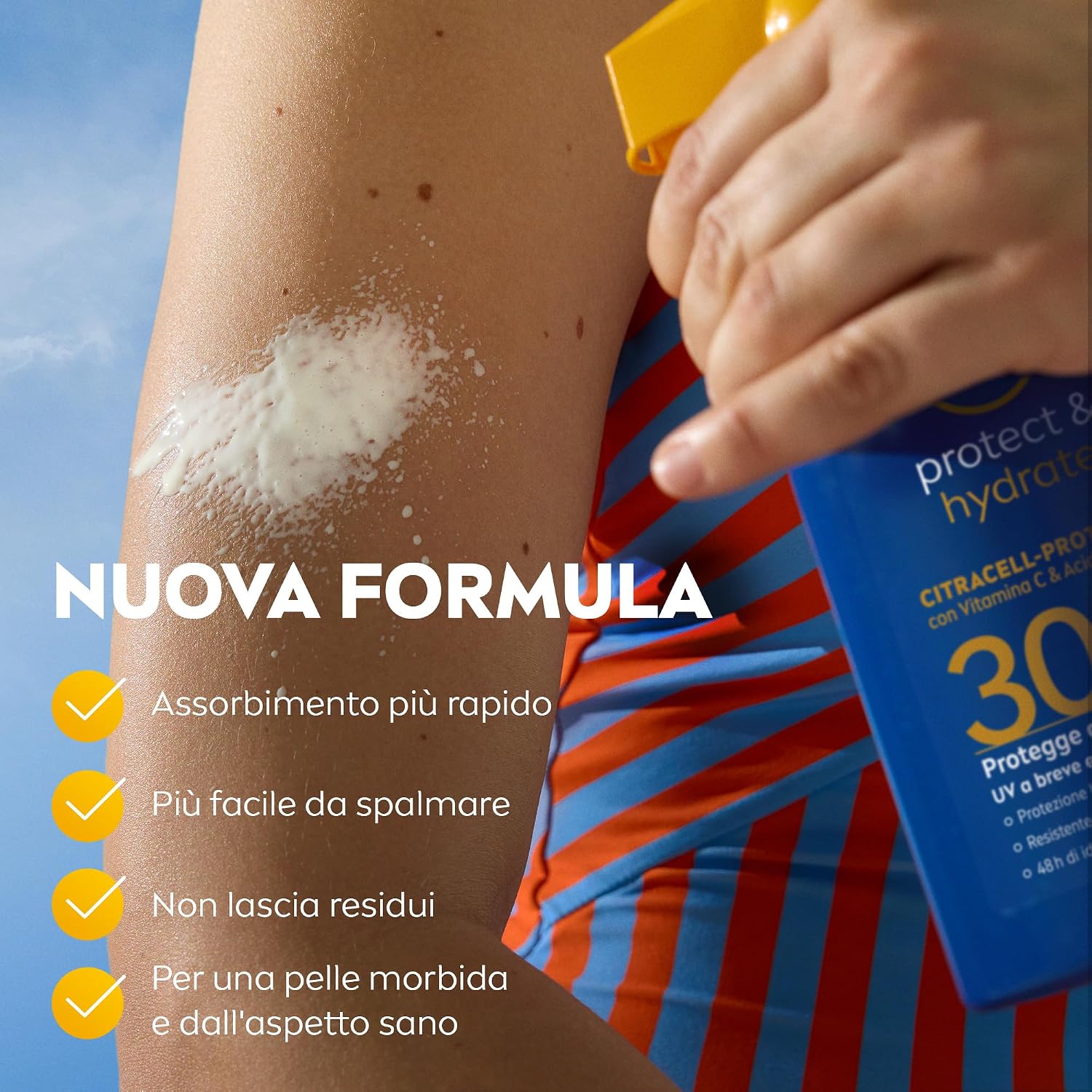 Detalle 2 de NIVEA SUN Protect & Hydrate Spray Solare SPF 30 250 ml – protezione UVA/UVB, idratazione 48h e assorbimento rapido