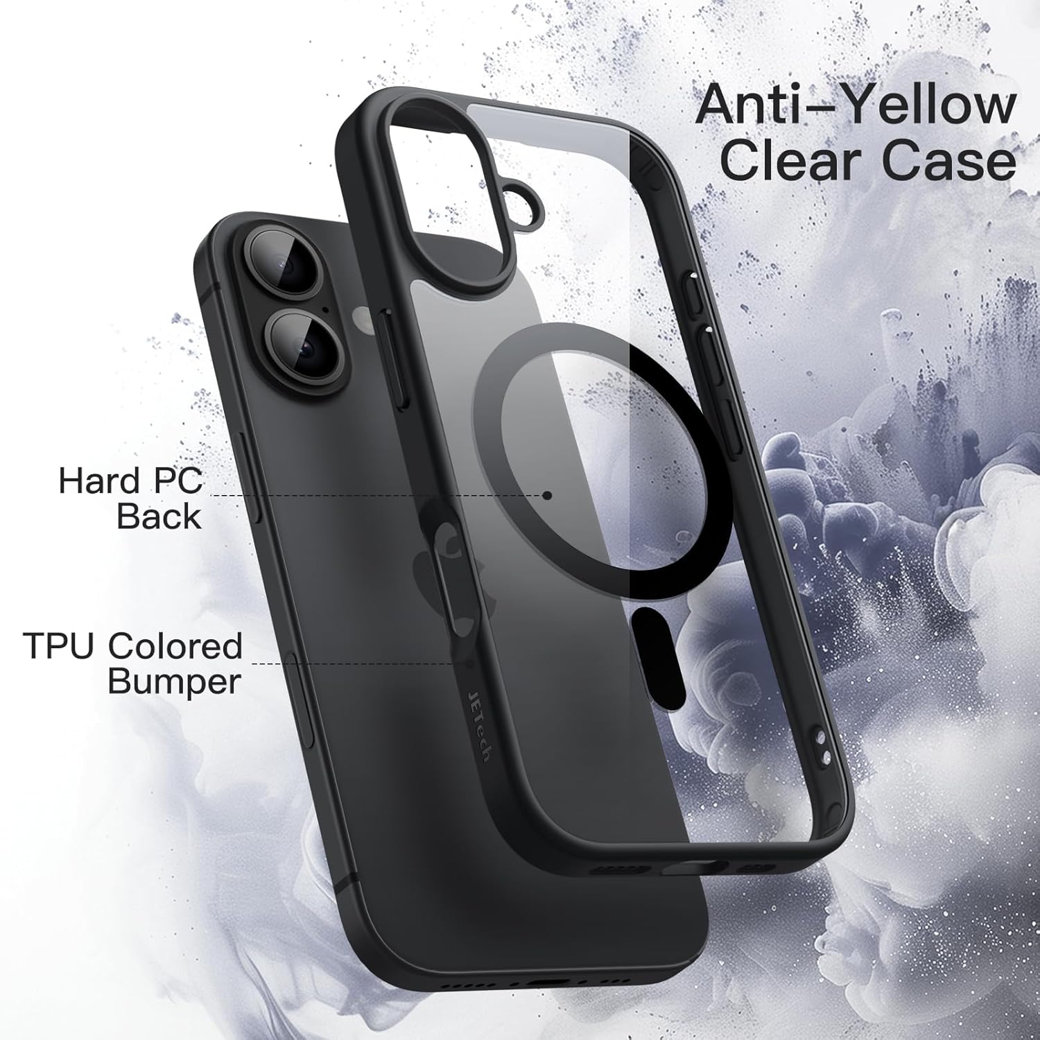 Detalle de Cover magnetica JETech per iPhone 17 da 6,3” compatibile con MagSafe (antiurto, anti-graffio, nero)