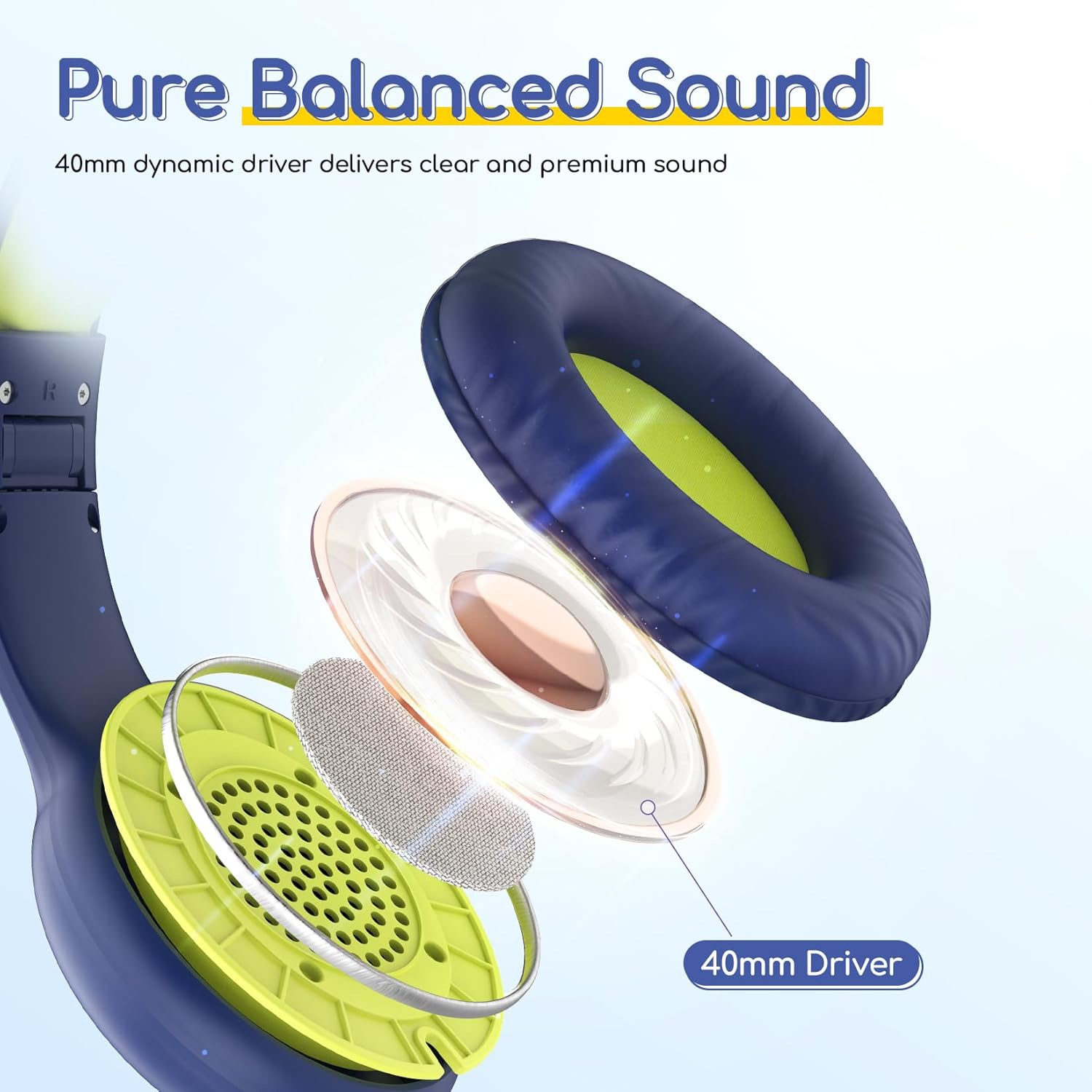 Detalle 2 de EarFun Kinder Kopfhörer – kabelgebundene Over-Ear‑Kopfhörer mit Lautstärkebegrenzung (85/94 dB) für Schule, Tablet und Reisen