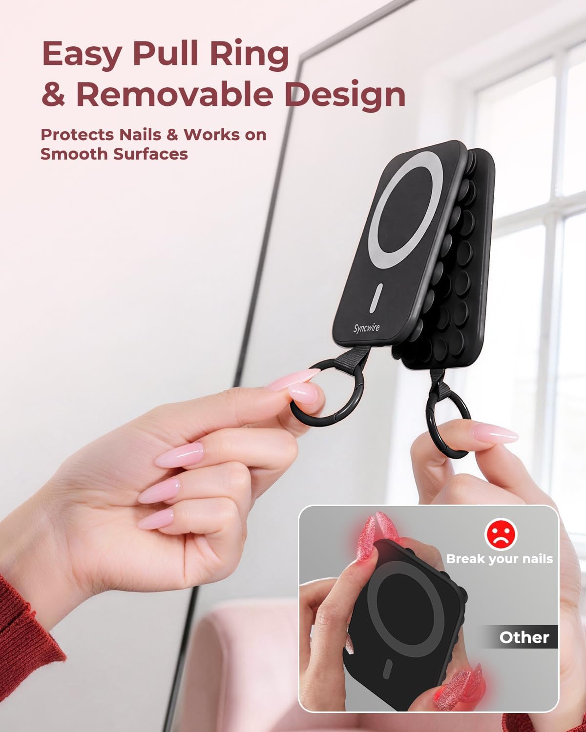 Thumbnail 6 de Syncwire Magnetic Suction Phone Mount for MagSafe (Midnight Black) with Silicone Octo Cup Grip Ring
