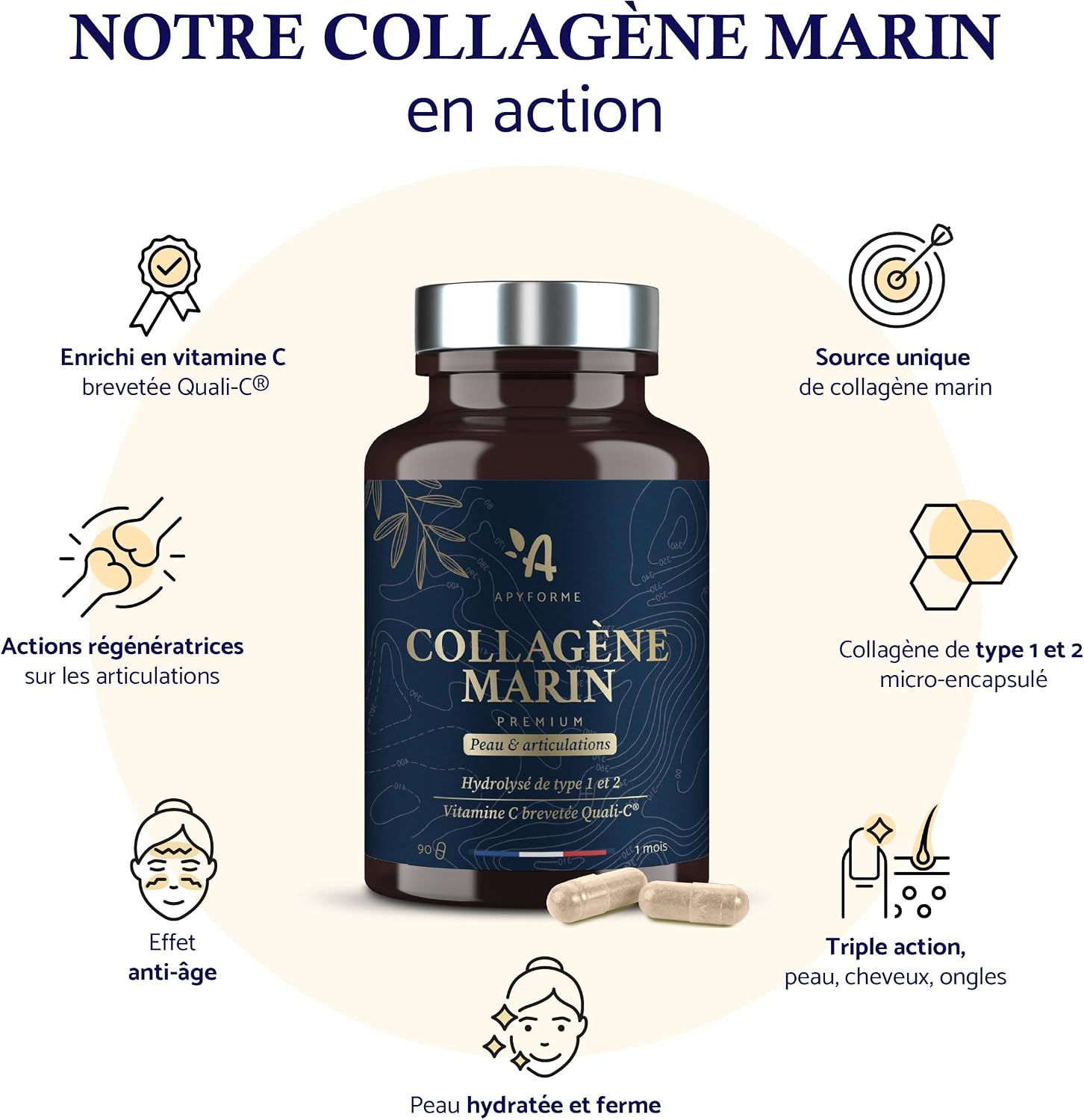 Detalle 2 de Apyforme Collagène marin 90 gélules 💊