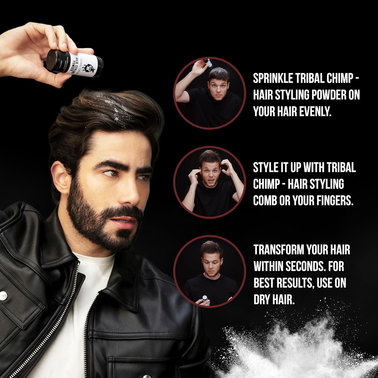 Thumbnail 3 de Tribal Chimp Hair Styling Powder (10g) — matte volumizer & texture powder with invisible 24H hold