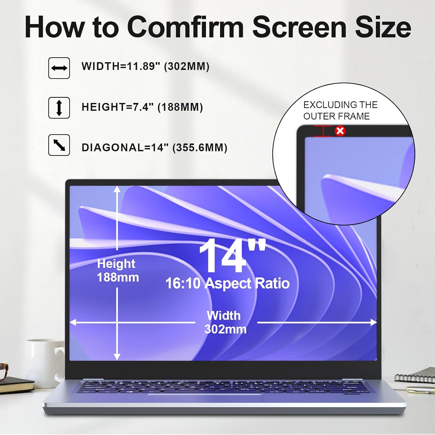 Thumbnail 1 de STARY Laptop Privacy Screen 14‑inch 16:10 for laptops