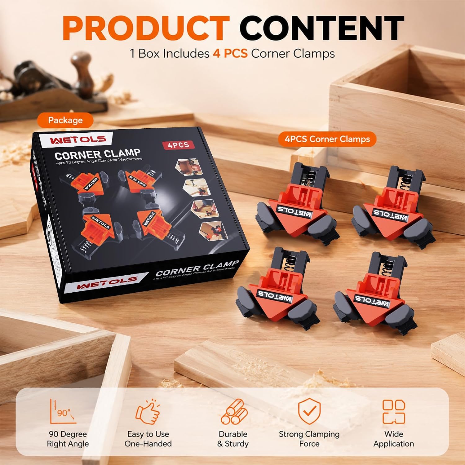 Thumbnail 6 de WETOLS WE404 90-Degree Corner Clamps, 4-Piece Adjustable Set