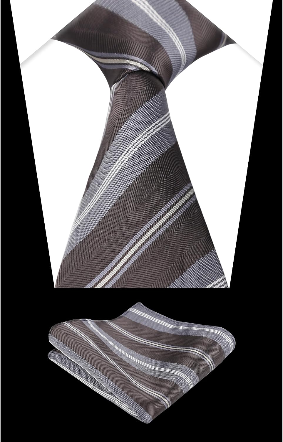 Detalle 2 de Alizeal men’s solid colour tie and pocket square set (necktie + hanky)