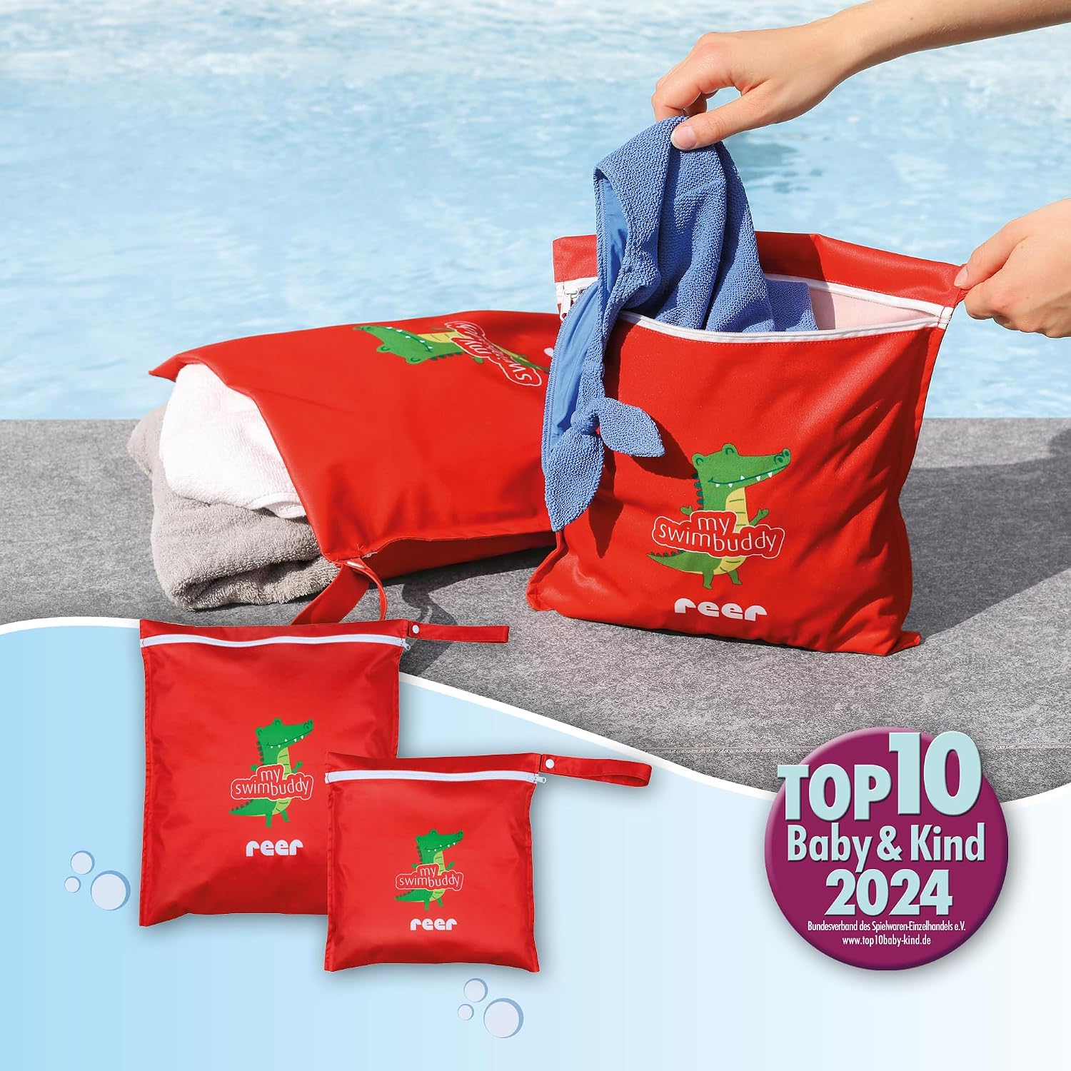 Detalle 2 de reer myswimbuddy Wetbag-Set mit 2 Größen (Nassbeutel für Kinder und Erwachsene)