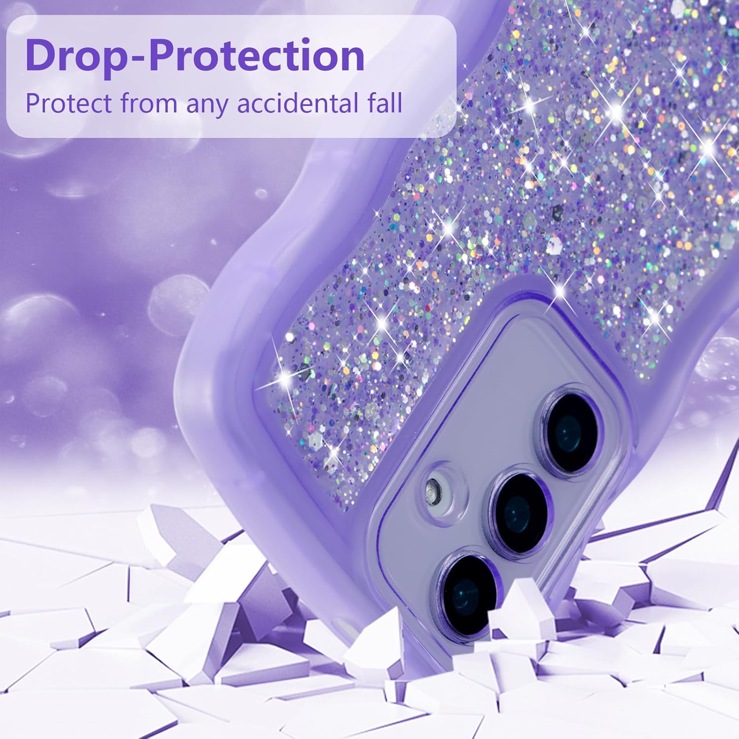 Detalle 2 de ZTOFERA Galaxy A17 5G Case (6.7-inch) — Glitter Curly Wavy TPU Protective Cover, Purple
