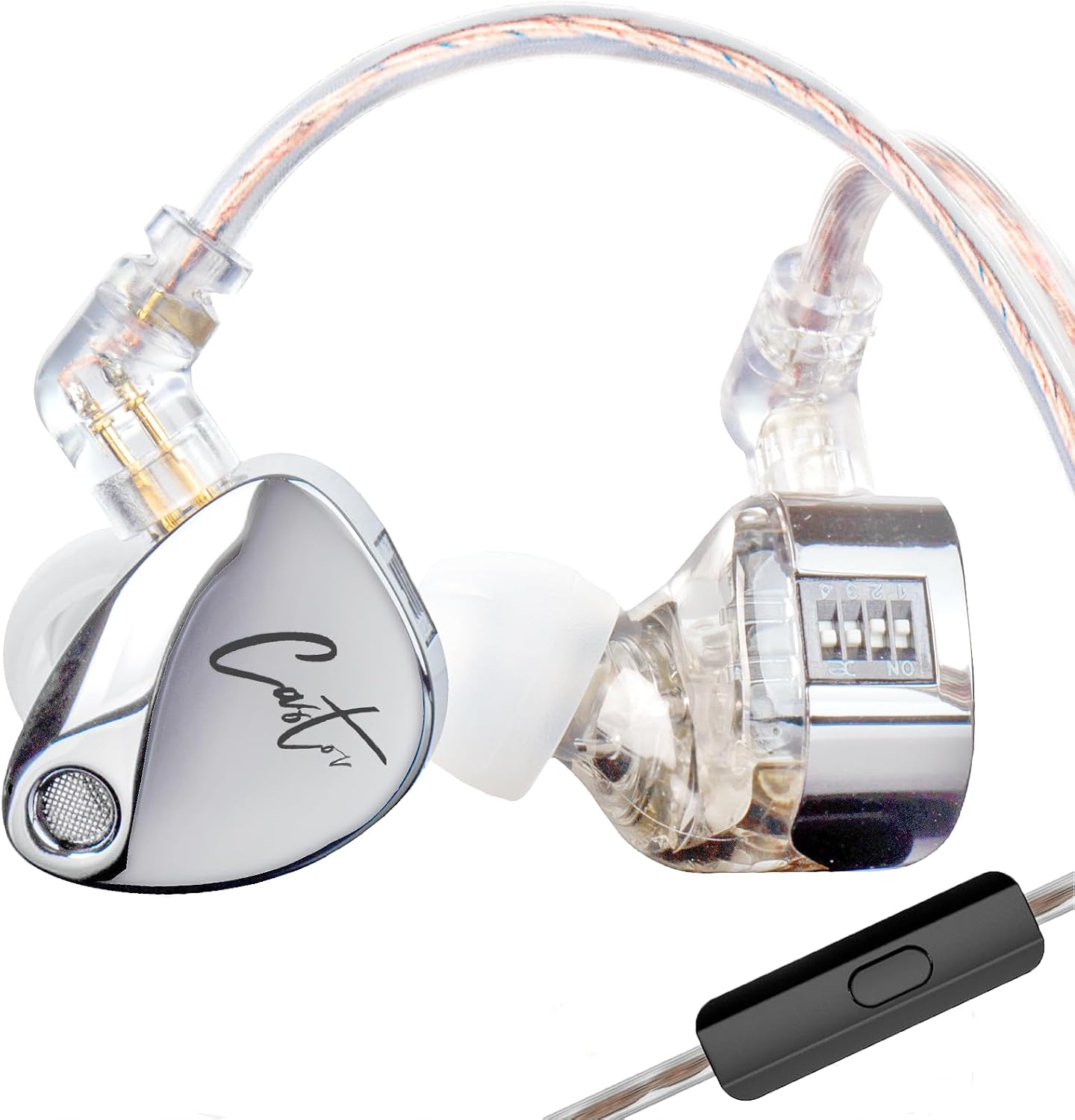 Detalle de KZ Castor bedrade in-earoordopjes met dubbele driver en microfoon