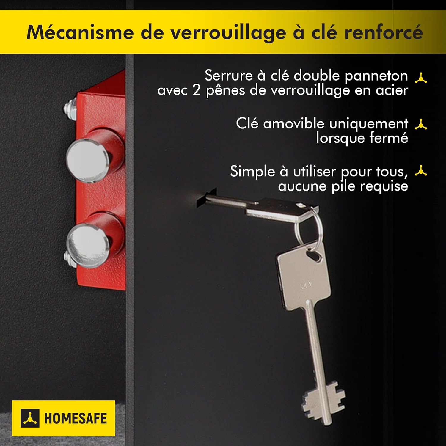 Detalle de HomeSafe HV20K Coffre-Fort à Clé 20x31x20 cm – Argent Billet, Bijoux, Sécurité à Domicile