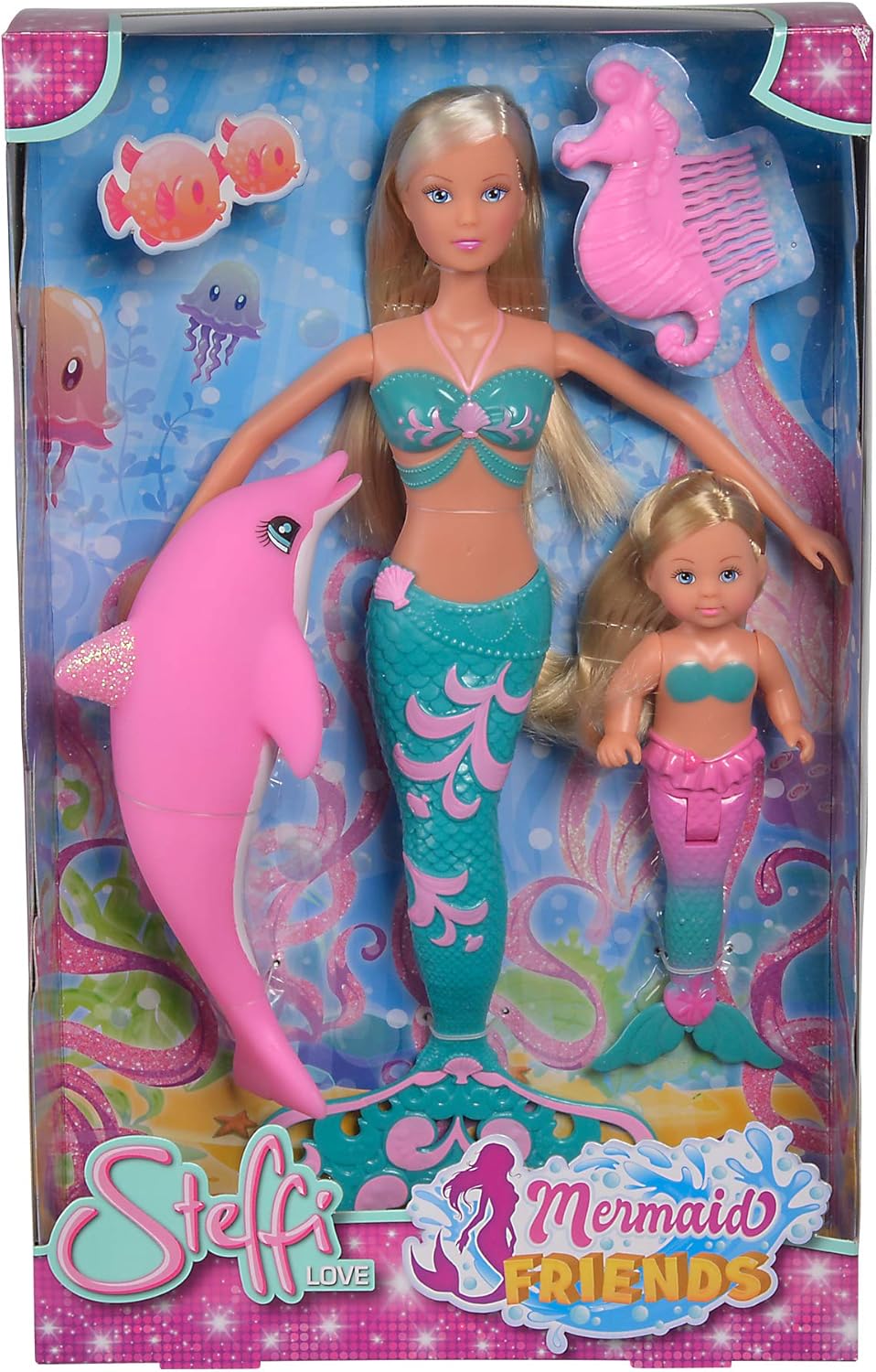 Thumbnail 4 de Simba Steffi Love Sirène et Amis + Evi – Poupées sirènes (Steffi 29 cm et Evi 12 cm) + dauphin, dès 3 ans