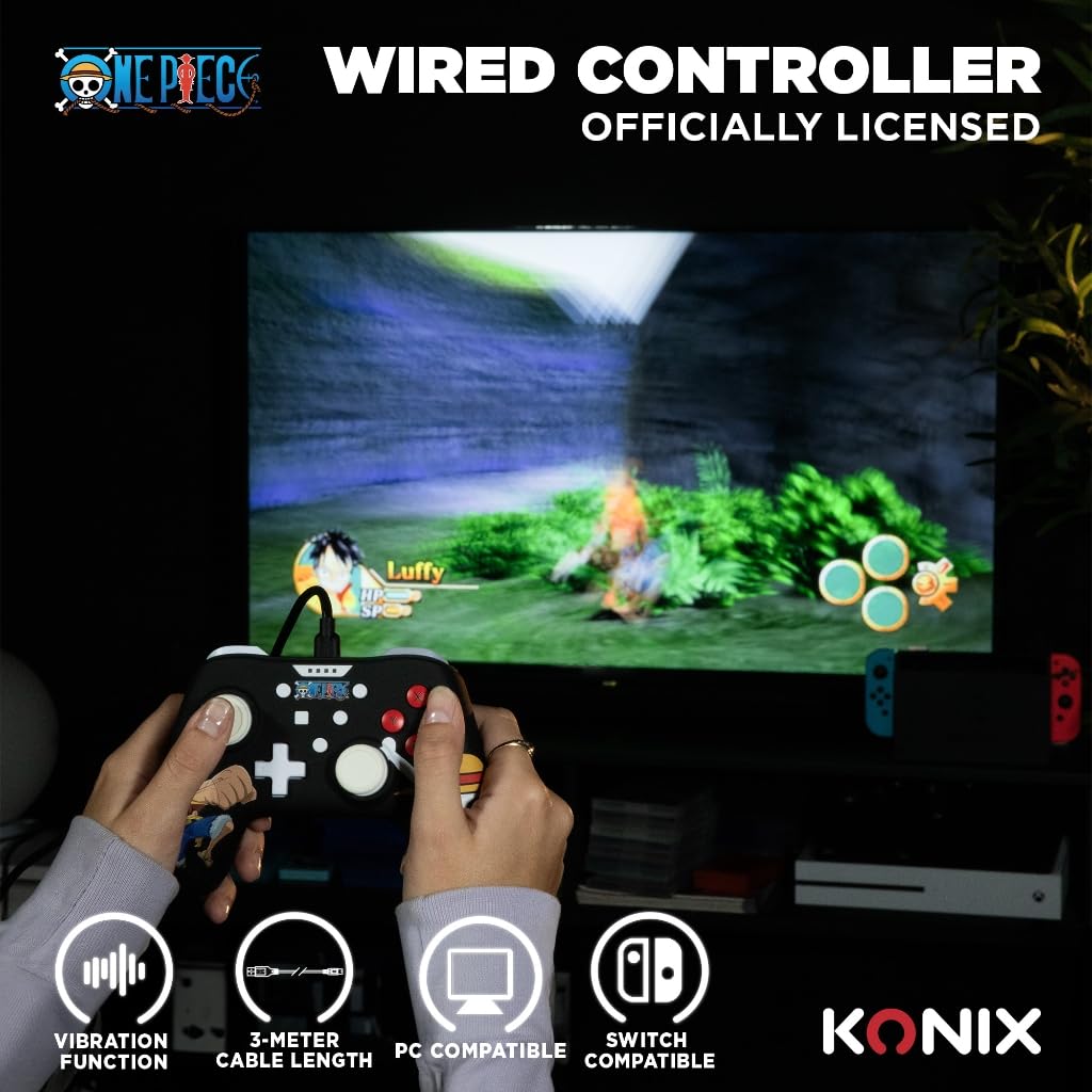 Detalle 2 de Konix One Piece Wired Controller Luffy 3 m