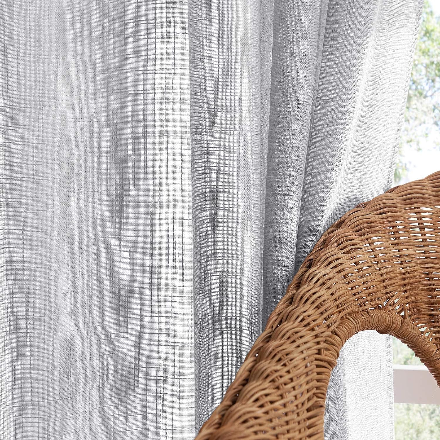 Thumbnail 2 de PONY DANCE Bedroom Sheer Voile Curtains for Sliding Glass Door – Light Grey, 1 Pair