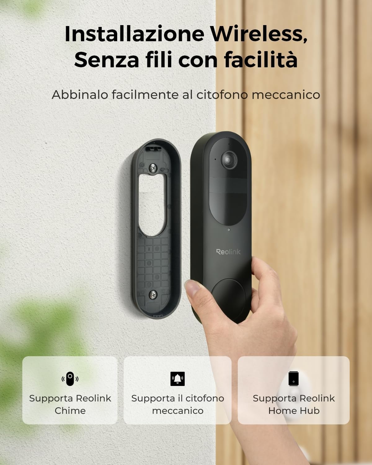 Thumbnail 3 de Reolink Bundle Sicurezza con Doorbell Camera 2K: batteria/wired, vista 150°×150° + Home Hub Mini