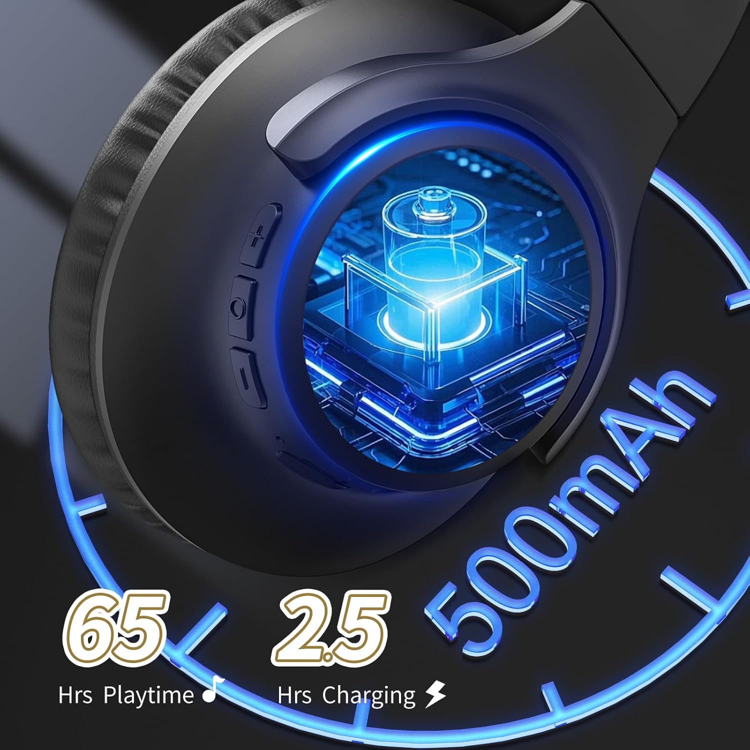 Detalle 1 de KVIDIO Bluetooth Headphones 65h