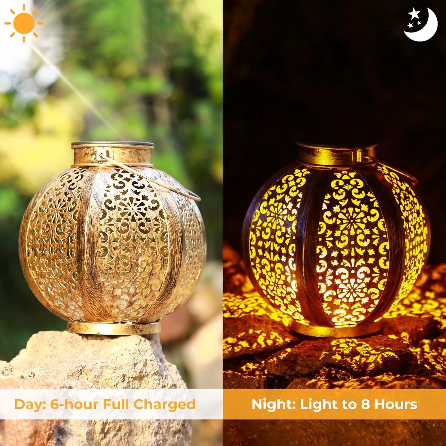 Thumbnail 3 de OxyLED Solar Lanterns for Outside (2 Pack): Warm White, IP44 Waterproof Garden Lighting
