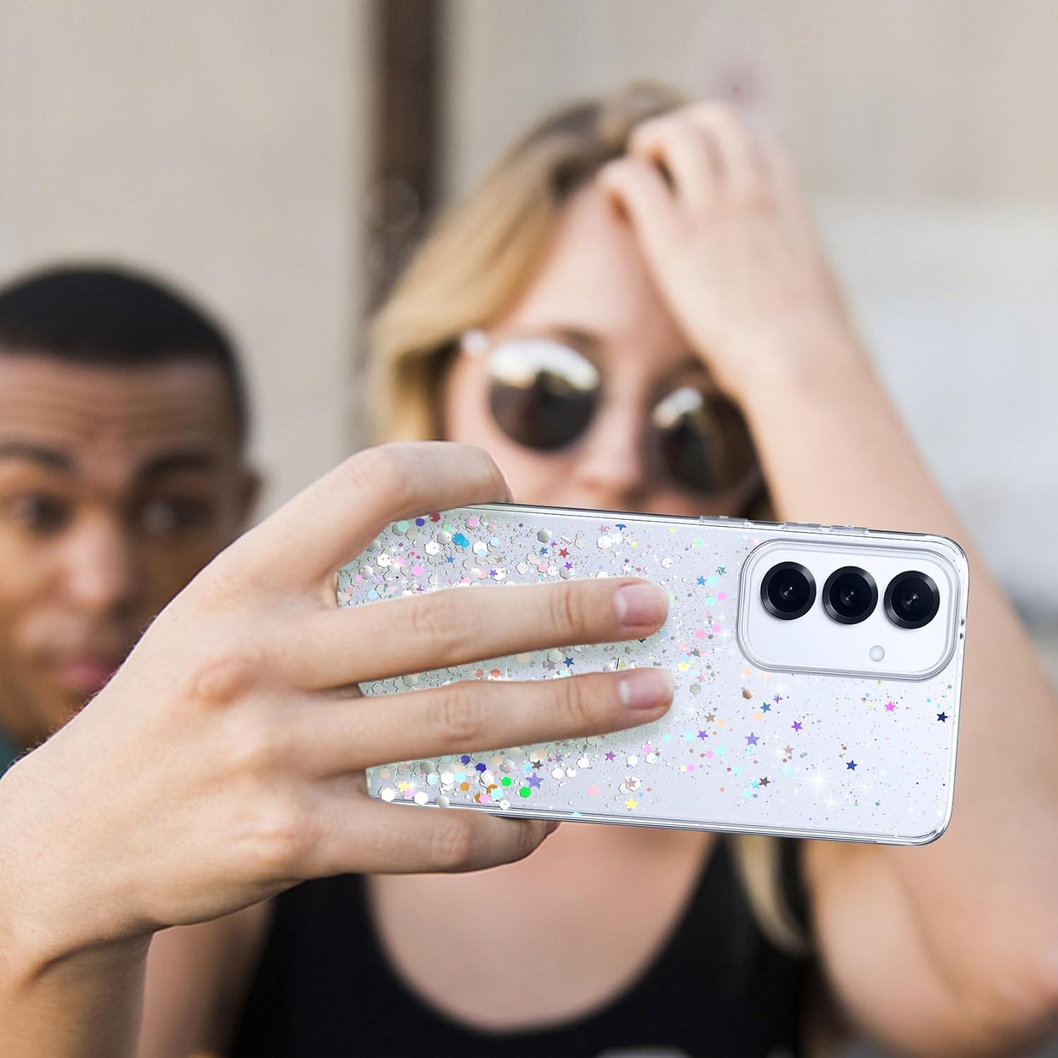 Thumbnail 6 de ivencase Clear Glitter Case for Samsung Galaxy A57 5G — Glittery TPU/PC Shield with 2 Screen Protectors