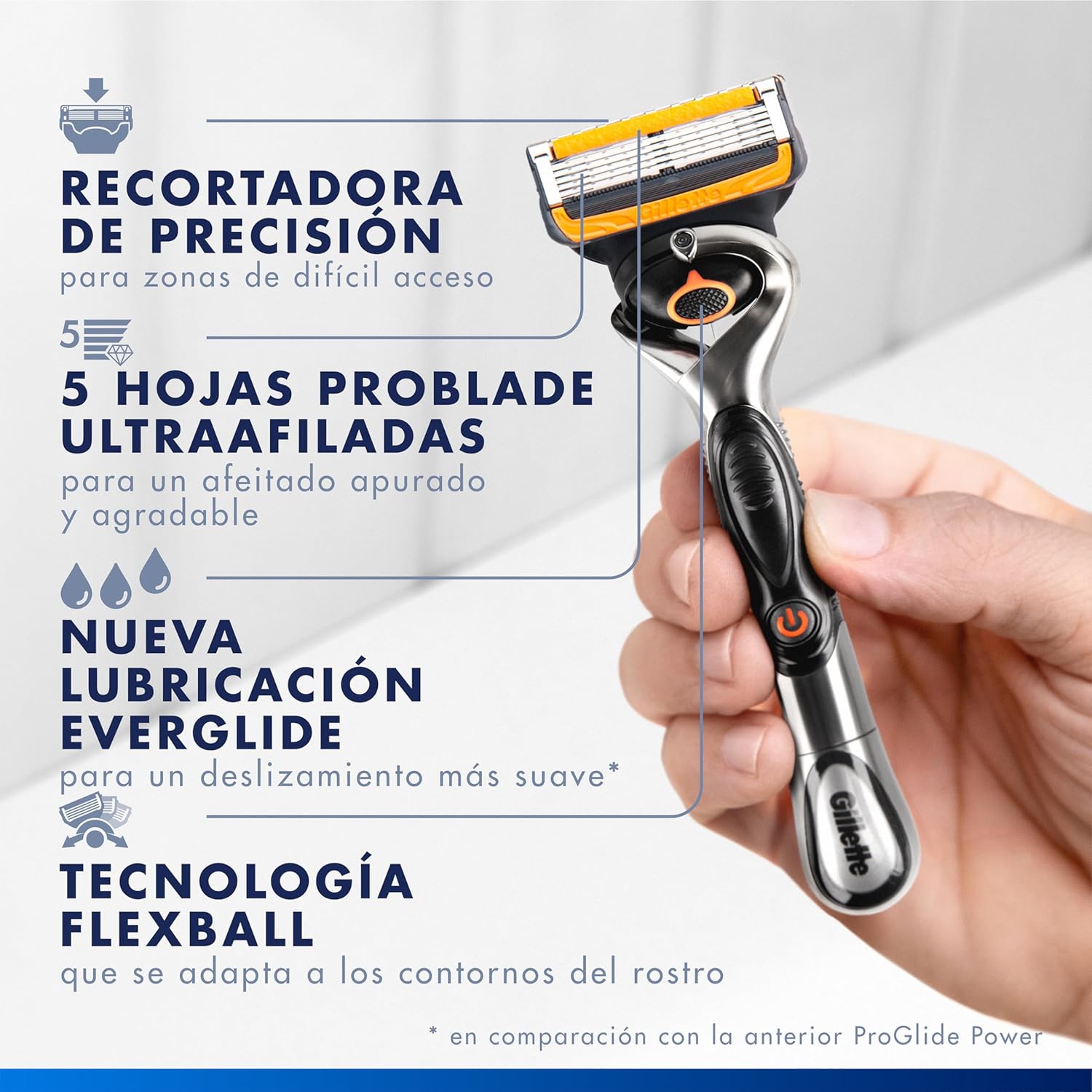 Detalle de Lames de rasoir Gillette Fusion ProGlide Power – 3 pièces