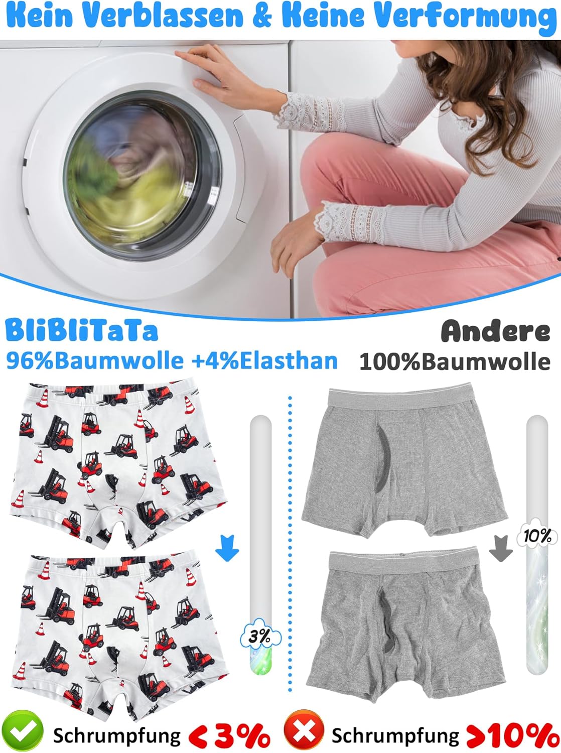 Thumbnail 4 de BliBliTaTa Jungen Boxershorts im 6er-Set – weiche, nahtlose Baumwoll-Unterwäsche für Kleinkinder & Kinder