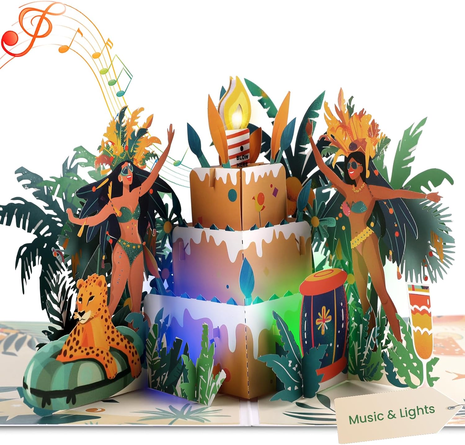 Thumbnail 6 de Musical Birthday Card 3D Pop-up with Music, Lights & Blowable Candle