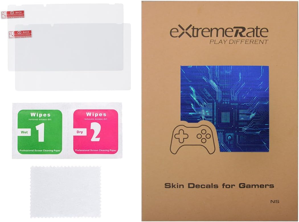 Thumbnail 5 de eXtremeRate Full Set Faceplate Skin Decals and Screen Protectors for Nintendo Switch – Blue Light Graphic