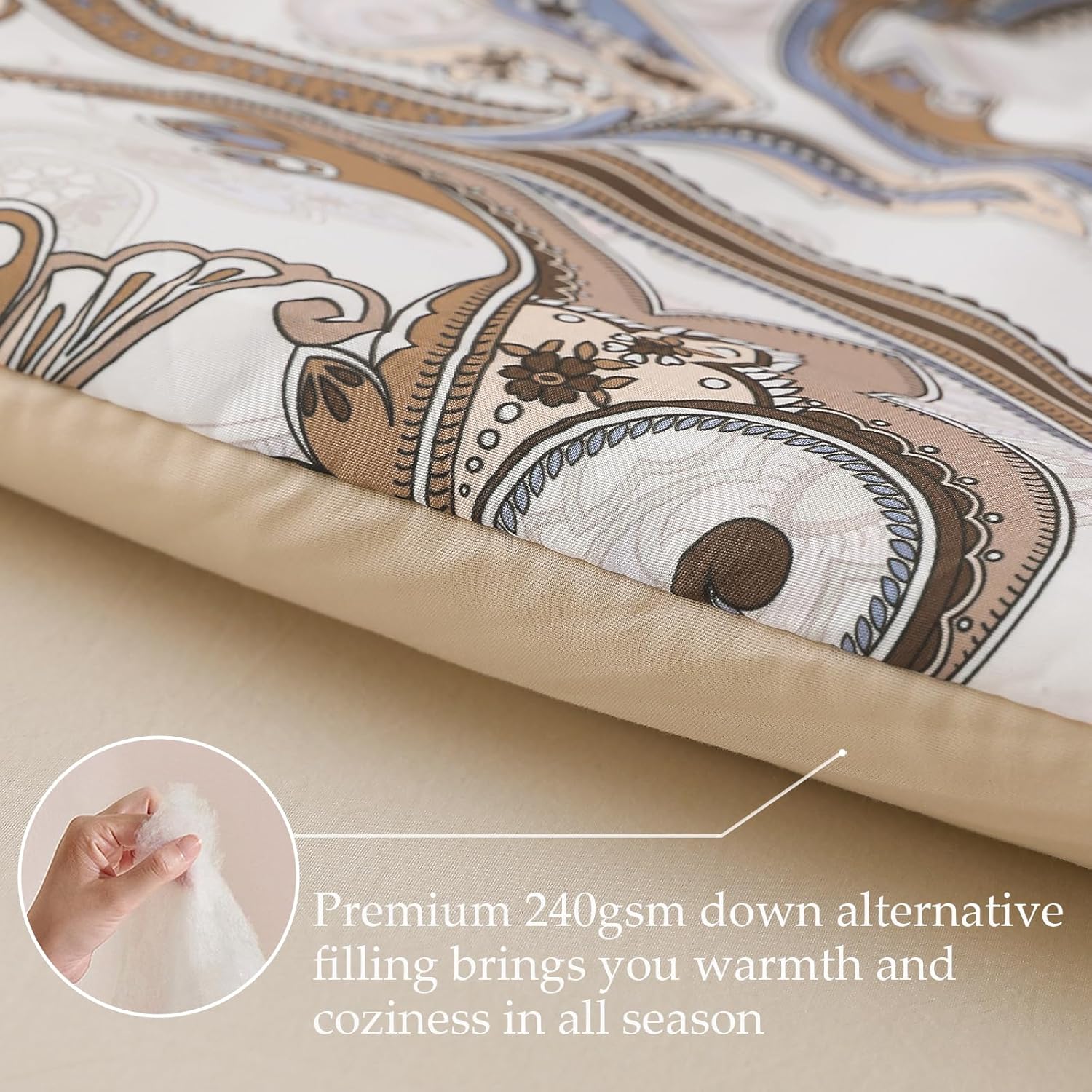 Detalle de Whale Flotilla Coverless King Duvet Set with Patchwork Floral Printed Breathable Comforter