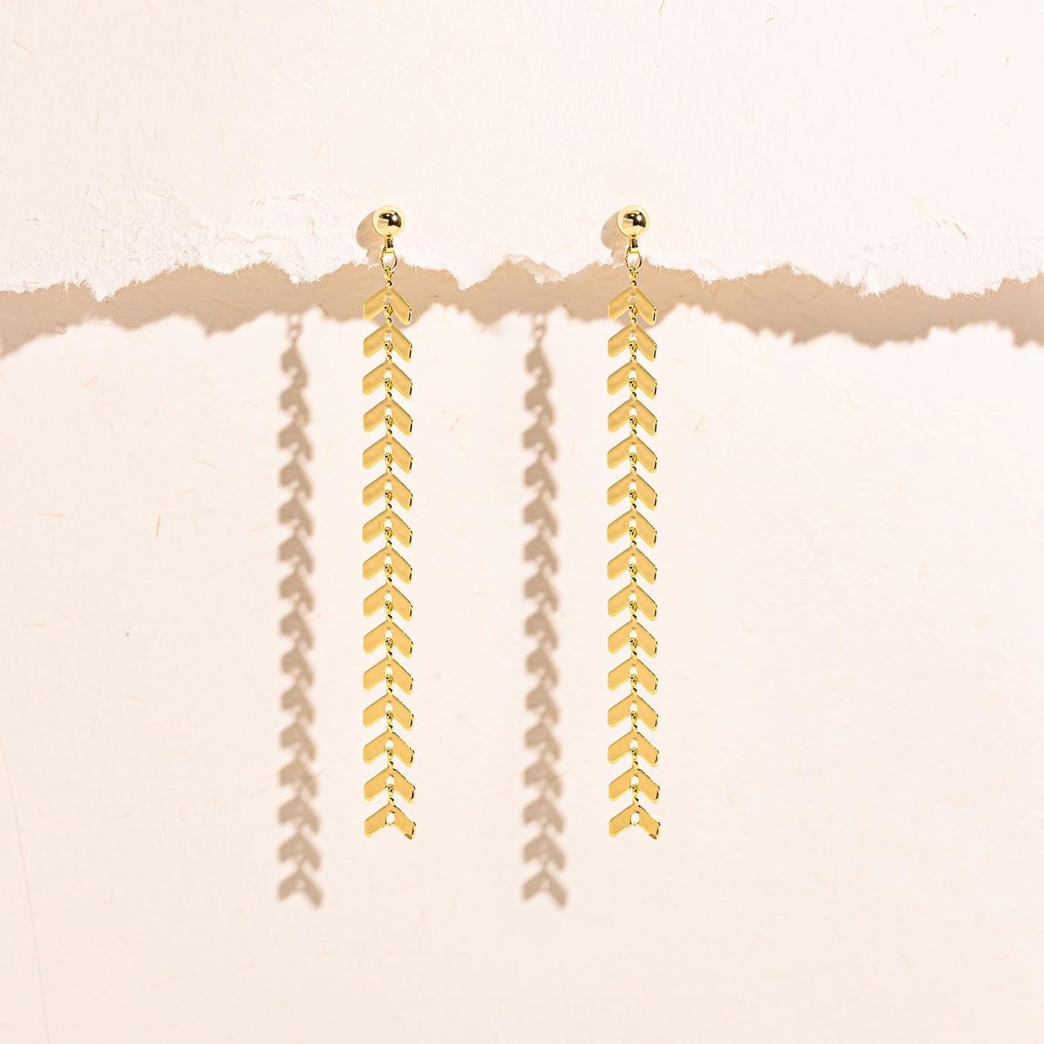 Detalle de HANLI Gold Dangle Earrings for Women – S925 Sterling Silver Hyde Drop Jewellery