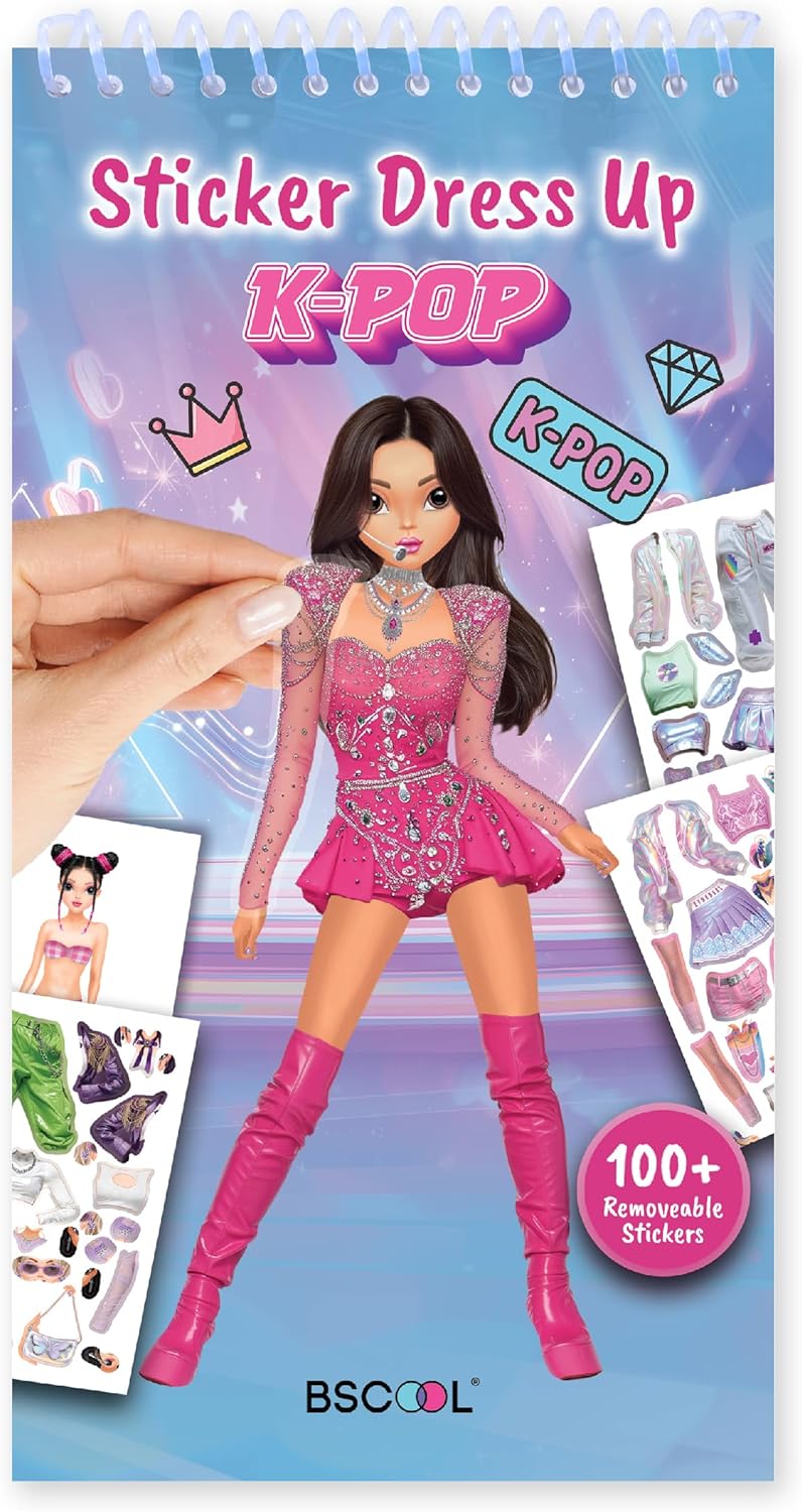 Detalle de BSCOOL Sticker Dress Up K-Pop Activity Book for Kids (Ages 5+) with Removable Stickers and Guides