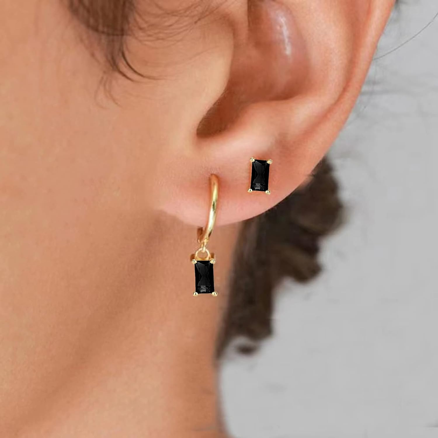 Thumbnail 2 de Orecchini a cerchio con pendenti oro 14K (2 paia) per donna, bambina e uomo