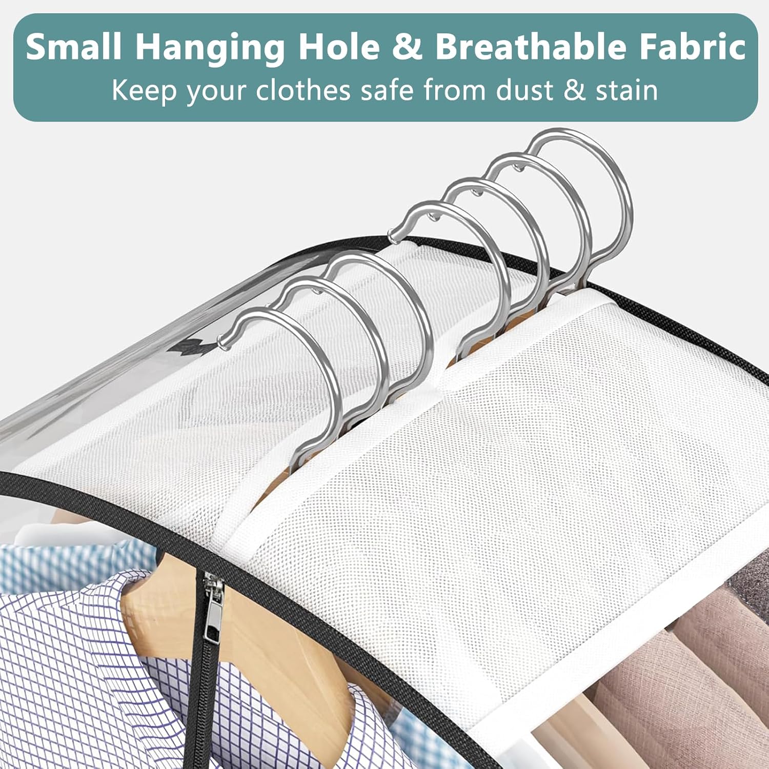 Thumbnail 6 de Wonninek Clear Garment Bags 4 Pack – Extra Wide 25cm Gusset, 102cm Long
