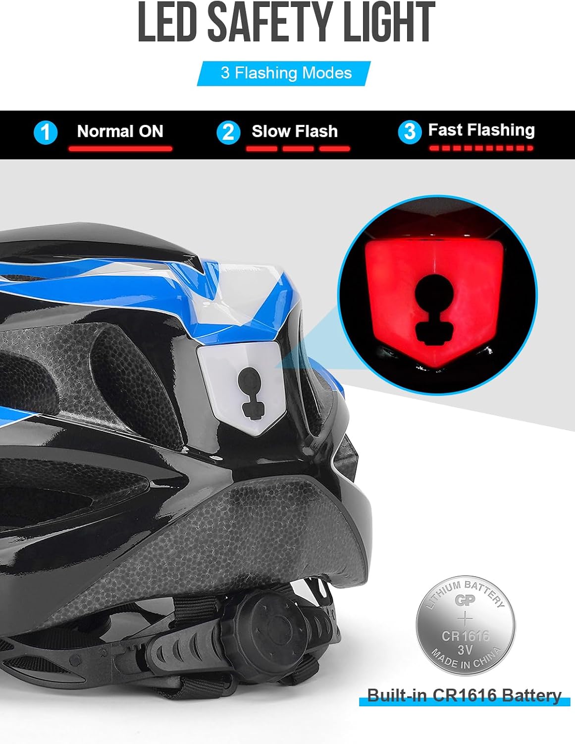 Detalle de Fahrradhelm Erwachsene mit Licht – Cityhelm Urban Verstellbarer Unisex 57–62 cm
