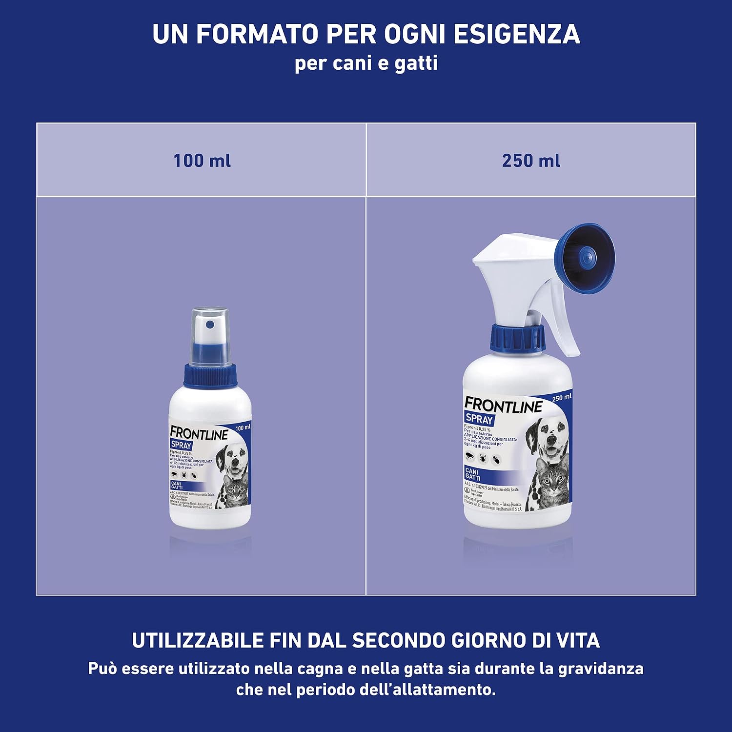 Detalle 2 de FRONTLINE Spray 100 ml: antiparassitario per cani e gatti dalla seconda giorno di vita