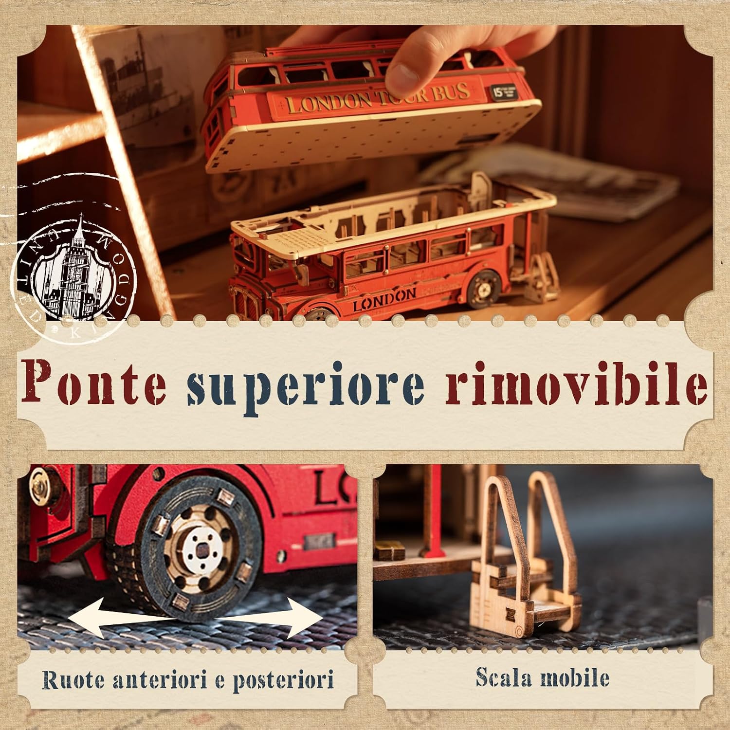 Thumbnail 5 de Rolife TGM02 Puzzle 3D in legno London Tour Bus 🧩