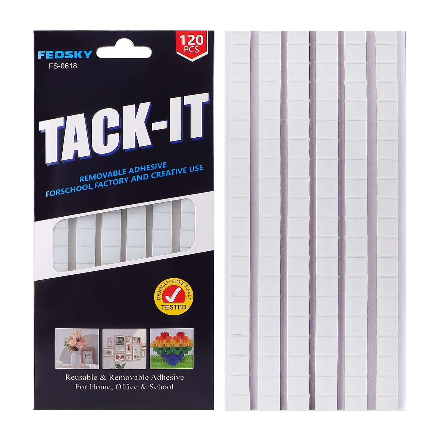 Detalle de Feosky Adhesive Putty, 120 Reusable White Mounting Squares