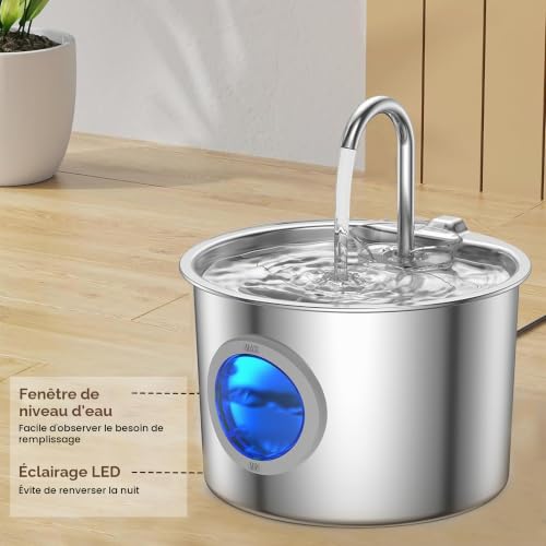Thumbnail 6 de Fontaine à Eau pour Chat 2,2 L INOX JLVDXN – eau en mouvement et filtration efficace