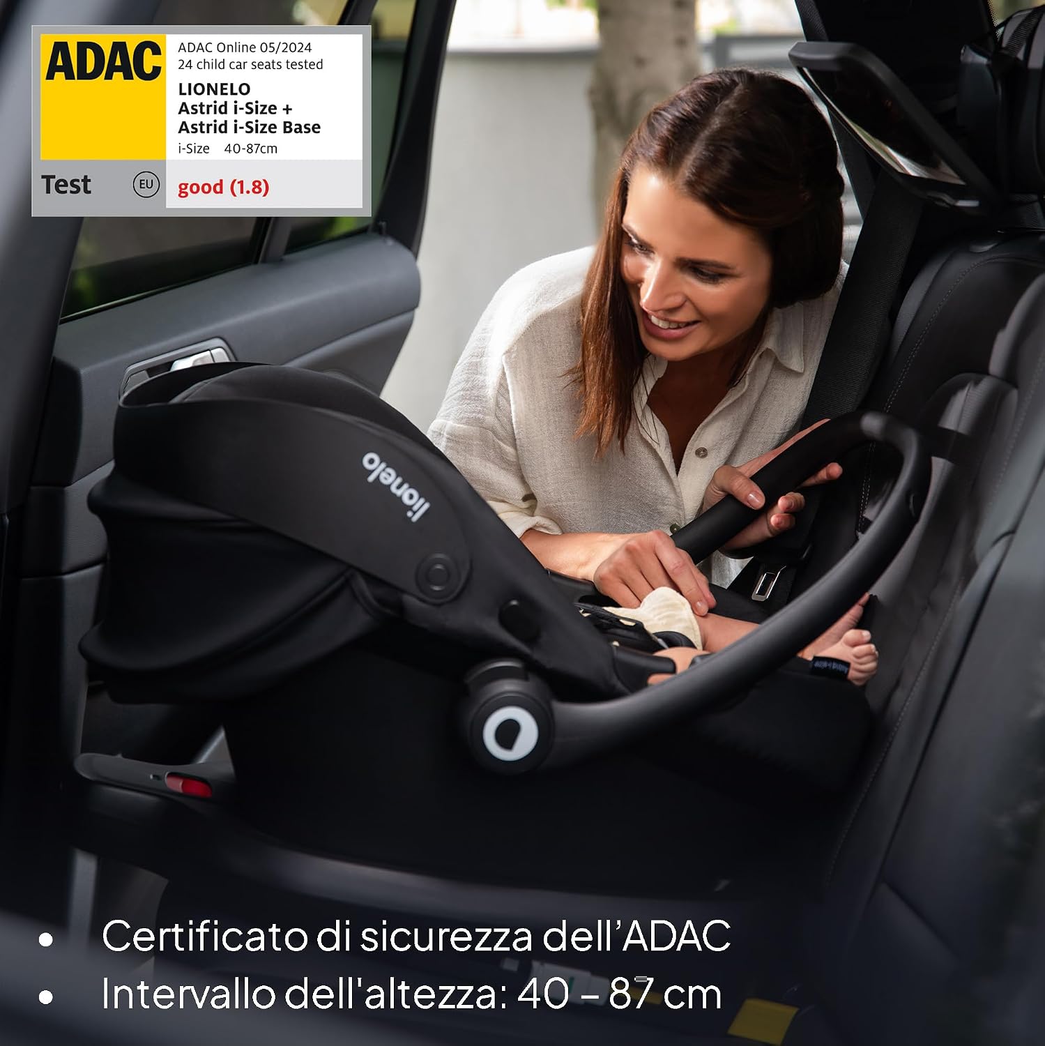 Thumbnail 1 de LIONELO ASTRID i-size SET: Seggiolino auto per neonati e bambini con base ISOFIX, protezione avanzata e comfort Dri-Seat