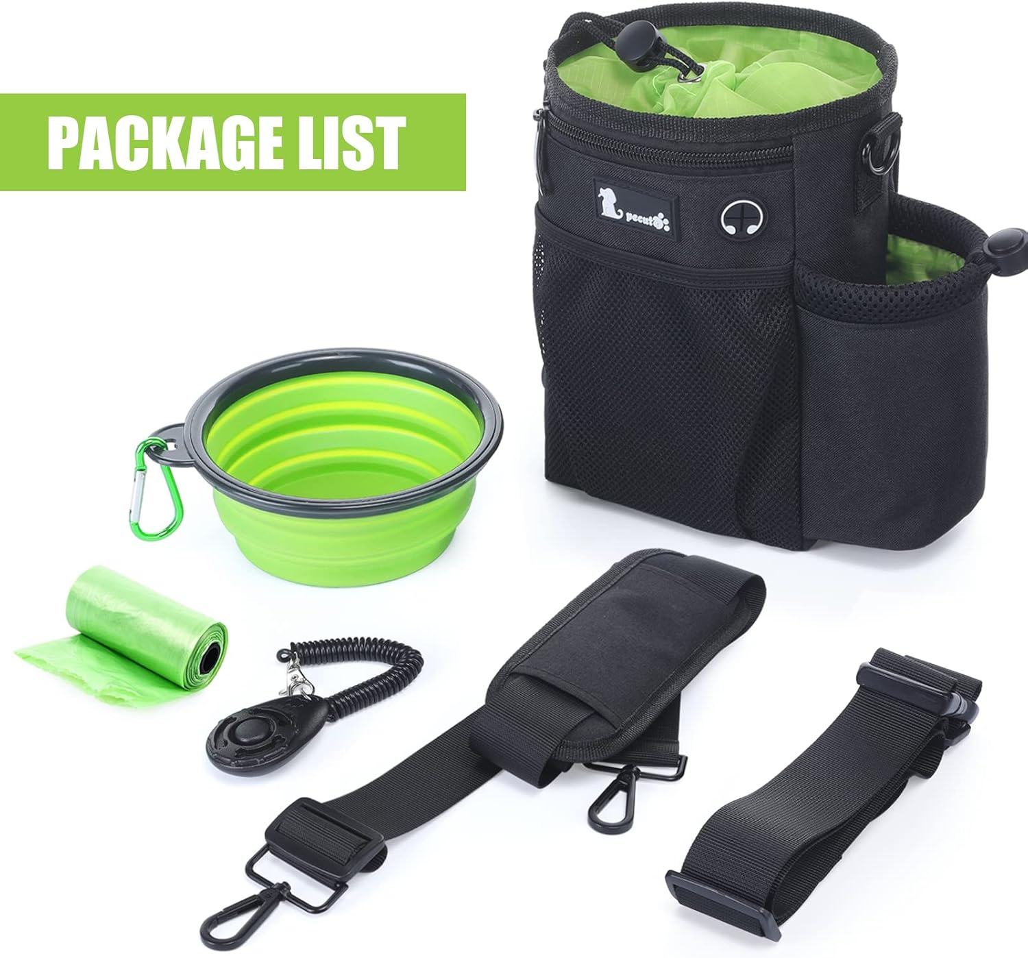 Thumbnail 6 de pecute Large Dog Treat Pouch Bag with Water Bottle Holder (Black) – waterproof walking training bag