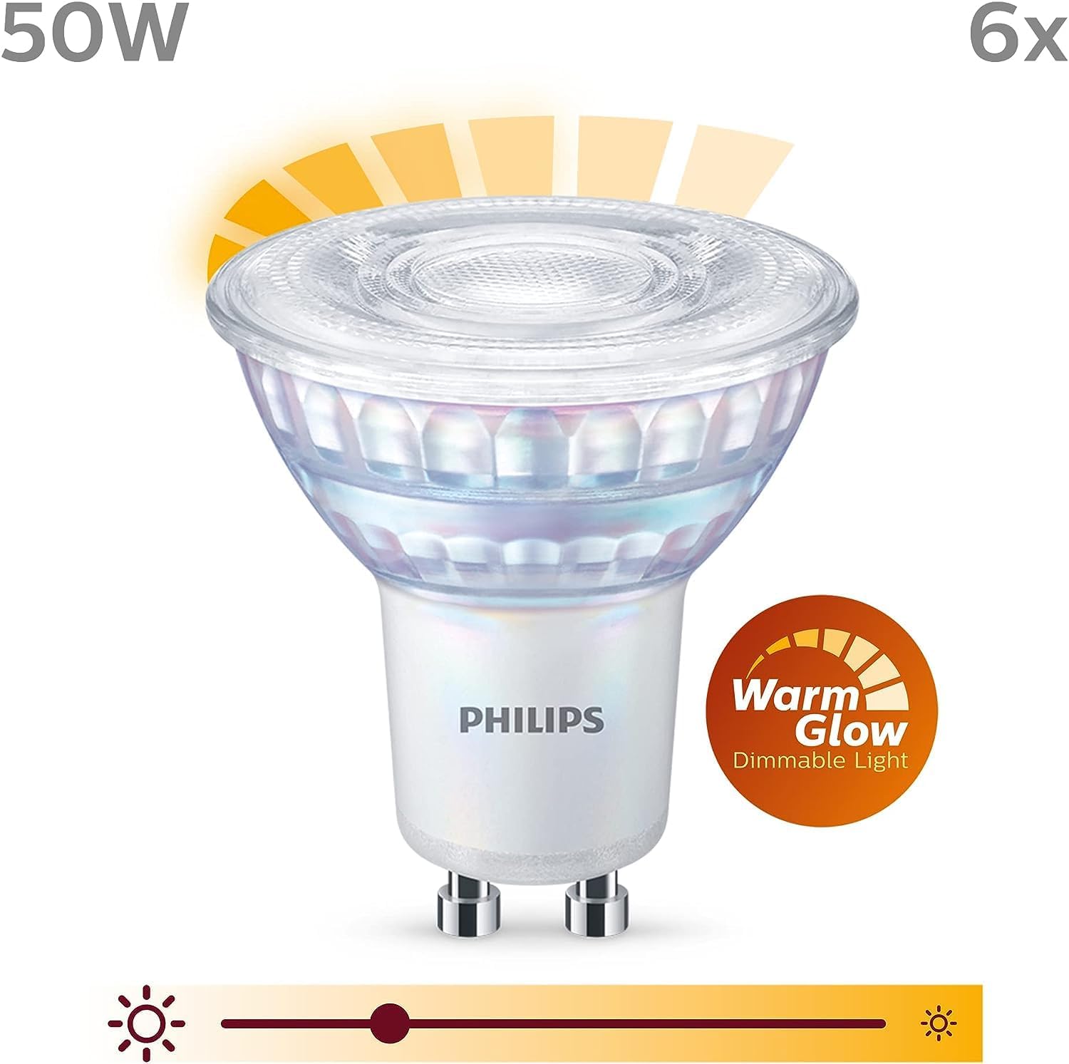 Thumbnail 1 de Philips ampoules LED GU10 C90 50 W équivalent – blanc chaud, dimmable (lot de 6)