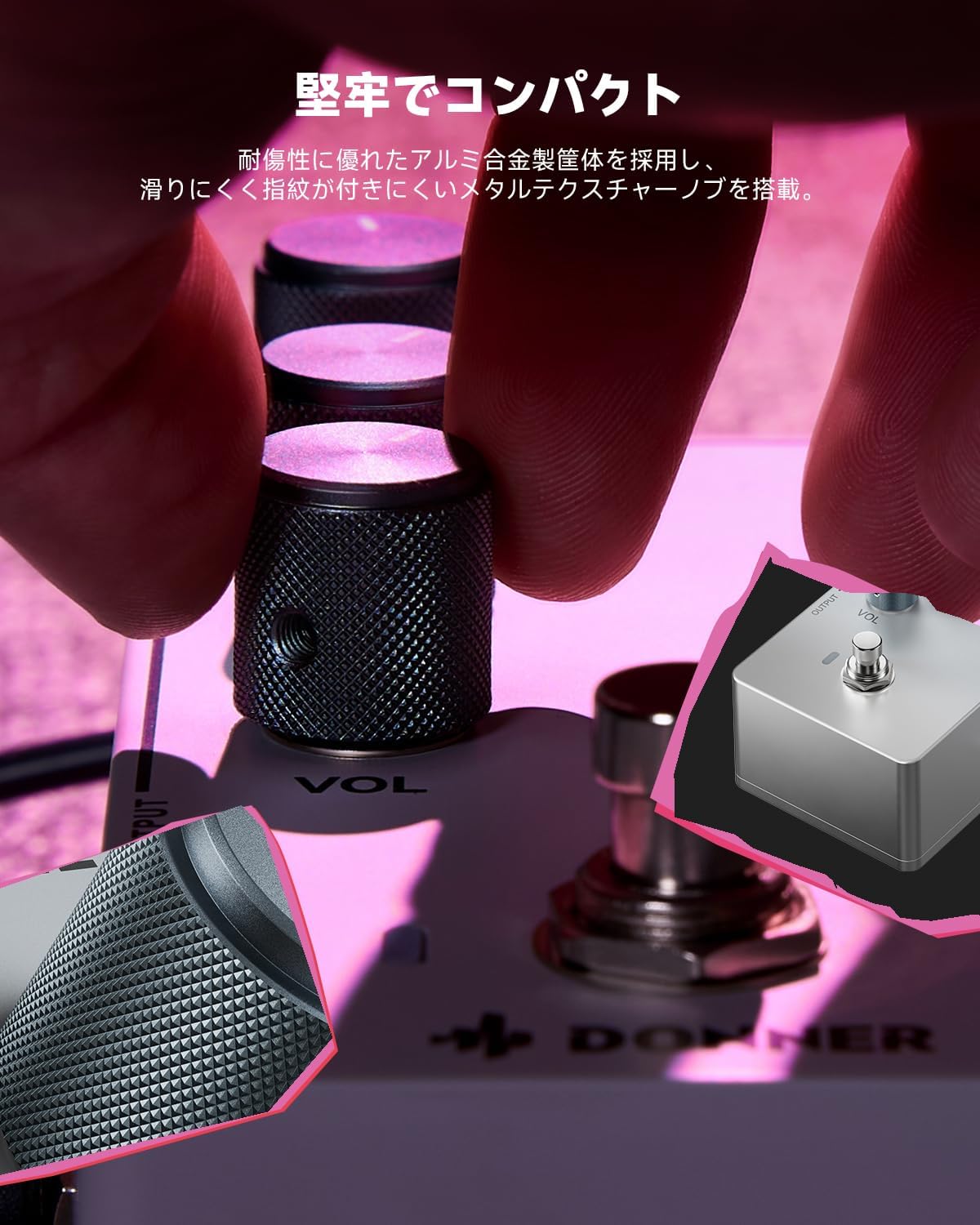 Detalle de Donner EC7501 × Ruben Wan UMBRIA ディストーションペダル 2モード・アナログ・トゥルーバイパス