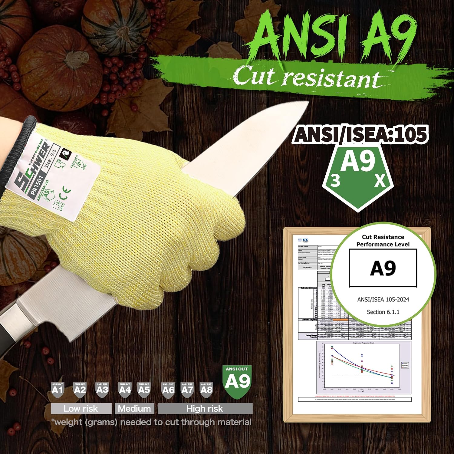 Detalle de Schwer SlicePro PR1501 Cut-Resistant Food-Grade Gloves, ANSI A9, Medium
