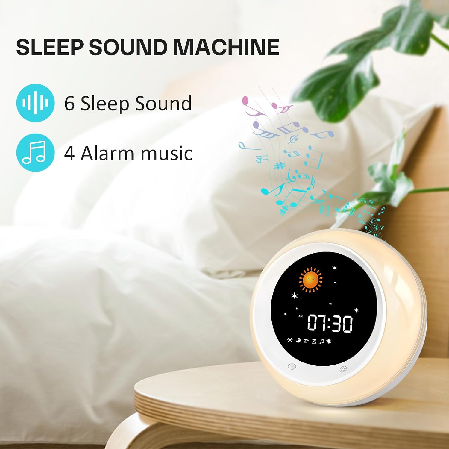 Detalle 2 de FiveHome Toddler Alarm Clock with Sun & Moon (OK to Wake) for Kids’ Sleep Training