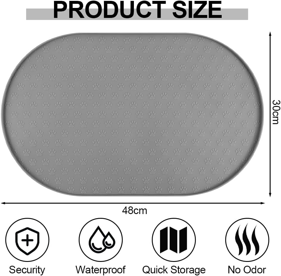 Detalle 2 de Adiwo Tappetino Ciotola Cane Antiscivolo – 50x25 cm in silicone grigio