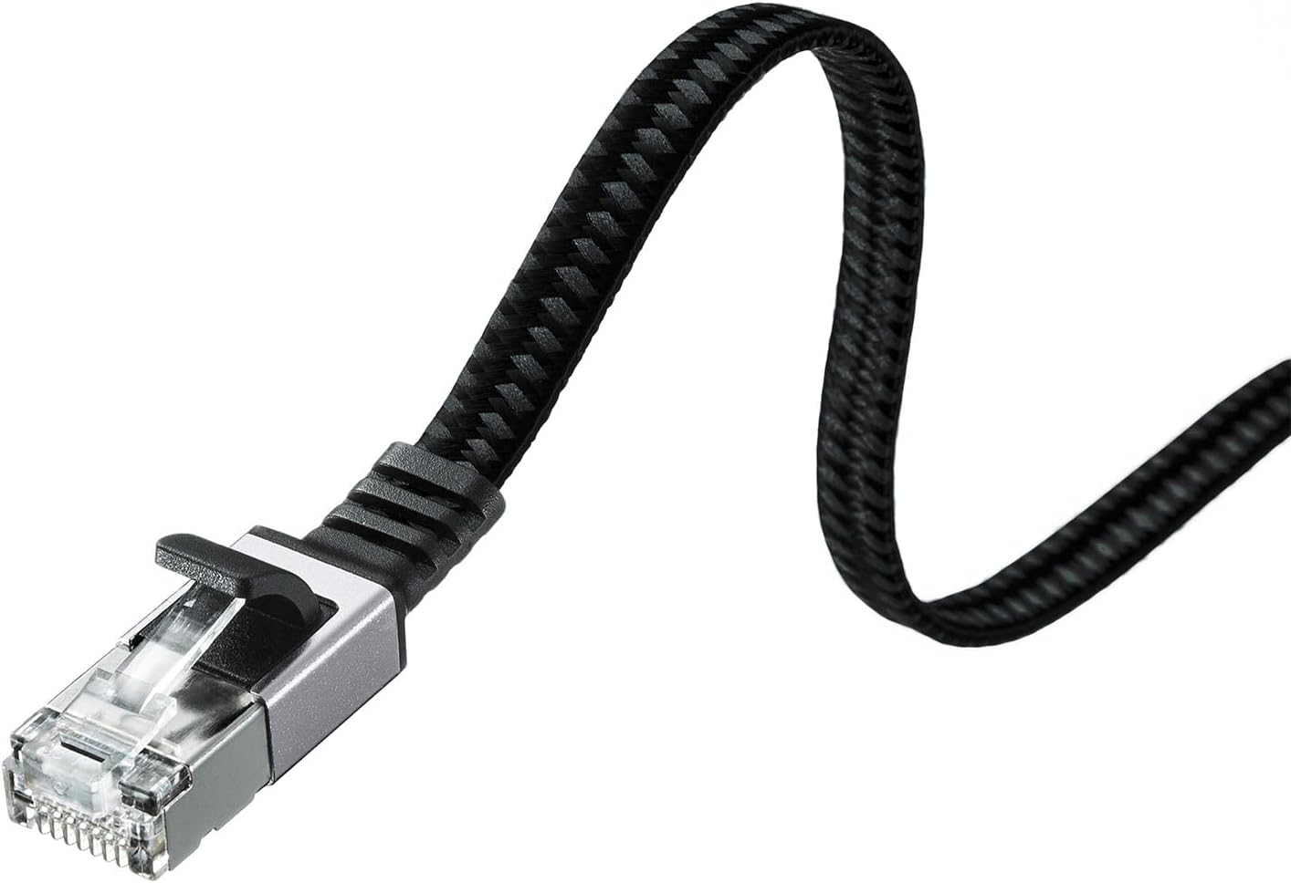 Detalle de サンワサプライ KB-AZFL6AME-01BK CAT6AフラットメッシュLANケーブル 1m・ブラック、10Gbps・500MHz対応